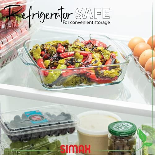 SIMAX Simax Glass Roaster Dish, Large Square Roaster Pan For Baking And Cooking, Oven and Dishwasher Safe Cookware, 1.5 Quart Casserole Oven Pan