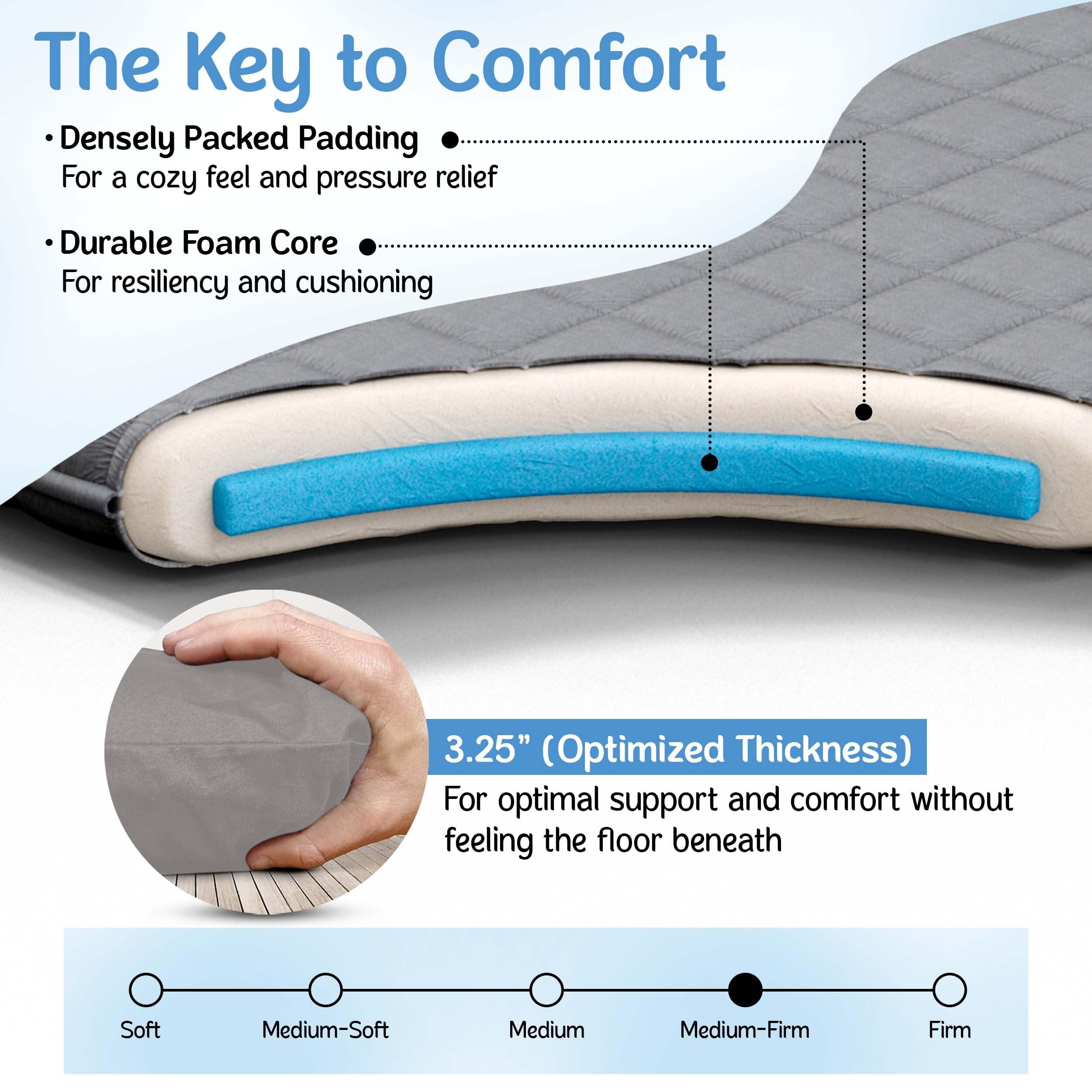 Native Nest Native Nest Japanese Futon Floor Mattress - Medium Firm Futon Mattress for Sleeping - Shikibuton - Foldable and Portable Japanese Bed (Grey, Twin)