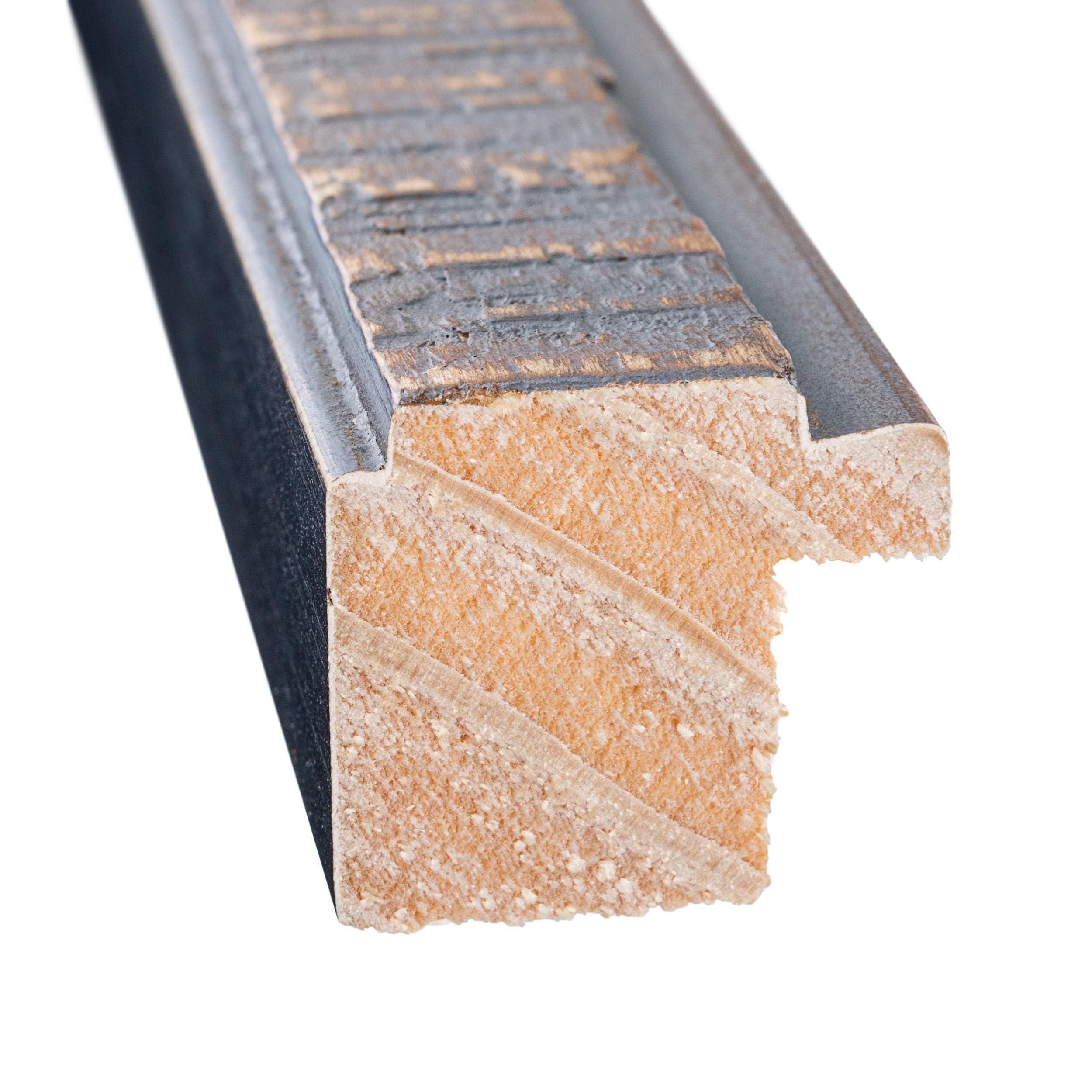 CustomPictureFrames.com 16x11 Frame Blue Kingsley Pewter Solid Wood Picture Frame Width 0.75 Inches |Interior Depth 0.5 Inches | Kingsley Pewter Frame with UV Acrylic, Foam Board Backing & Hanging Hardware