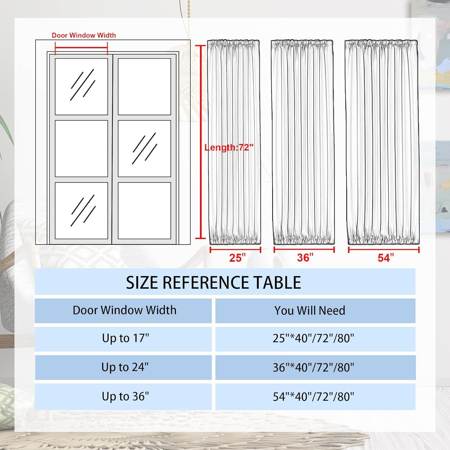DWCN DWCN French Door Curtains Rod Pocket Thermal Blackout Curtain for Doors with Glass Window, Kitchen and Patio Doors for Privacy, 12 X 72 Inches Long, 1 Curtain Panel with Tieback, Greyish White