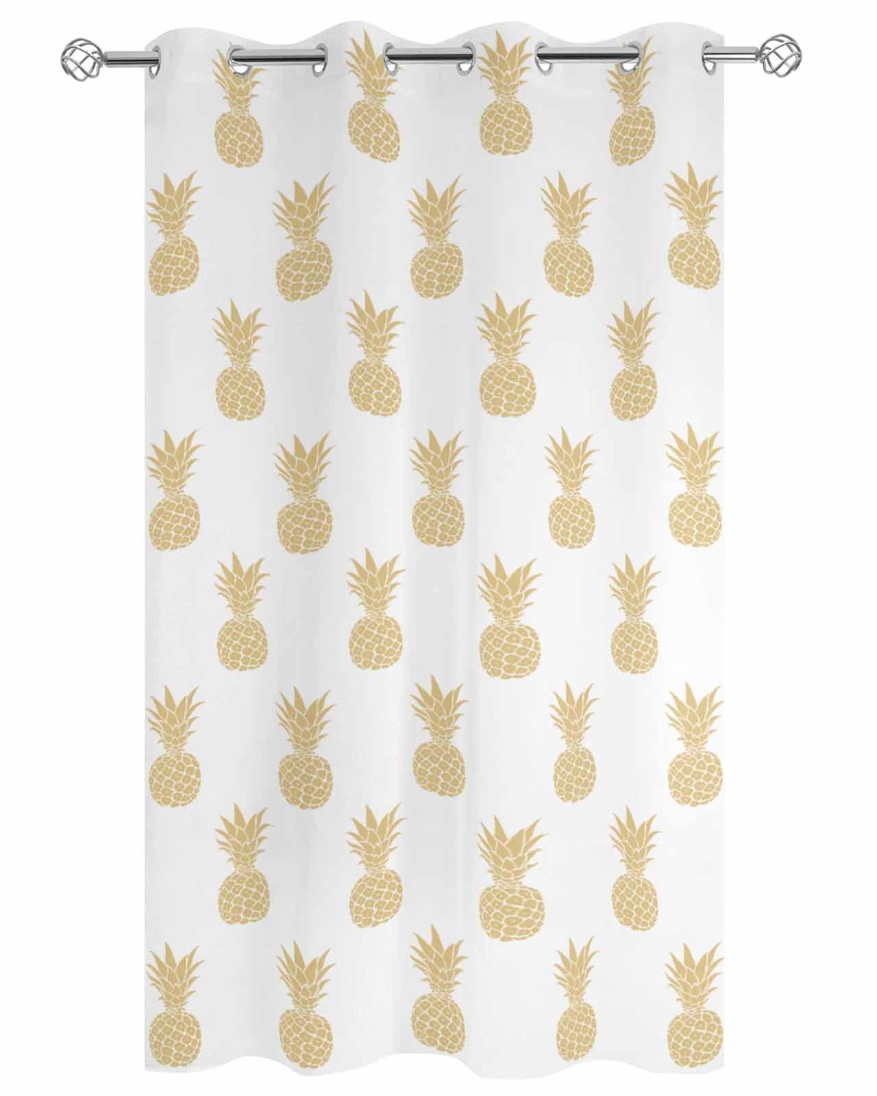 Hokiten Hokiten Summer Pineapple Outdoor Curtains for Patio, Waterproof Porch Curtain, Yellow Pineapple Fruits Grommet Privacy Drapes Curtains for Cabana, Deck, 1 Panel, 54" x 95"