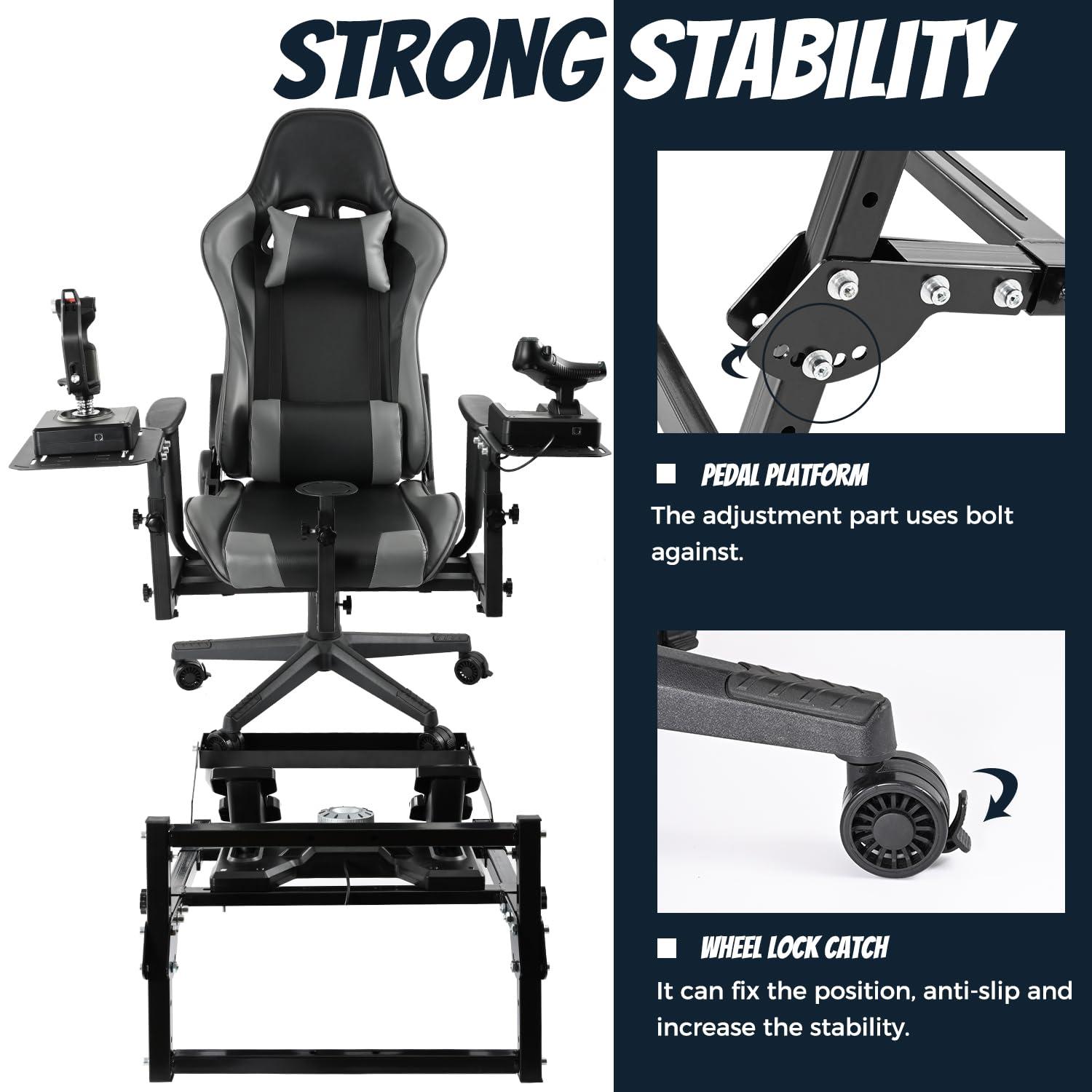 Gazzyt Gazzyt X52 Flight Simulator Cockpit Playseat with Foldable Pedal Stand Fit for Logitech X52PRO X56, Thrustmaster,Hotas Warthog, Not Included Pedals, Joystick and Throttle