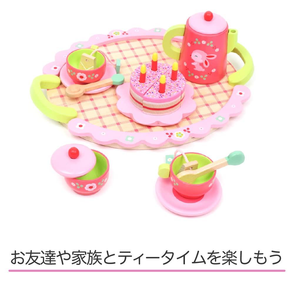 DJECO DJECO Wooden Tea Set for Girls - Play Kitchen Accessories, Princess Tea Time w/ Cake Toy for Little Girls, Pretend Play for Kids - Storytelling & Imaginative Play - Perfect for Toddlers Ages 3+