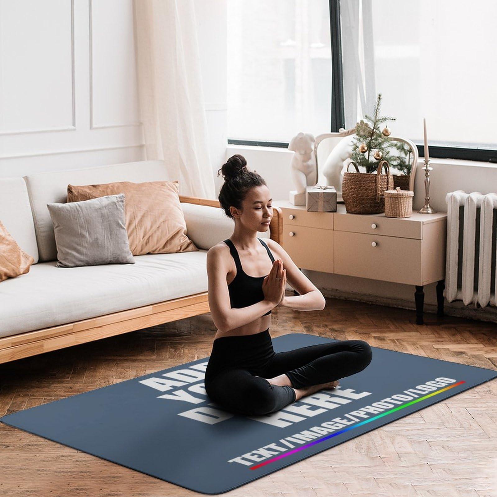 YTEBSIUA Custom Commercial Door Mats Carpet Personalized Logo Text Entryway Rug with Non-Slip Rubber Backing Indoor Doormat 60"x40" Indigo Blue