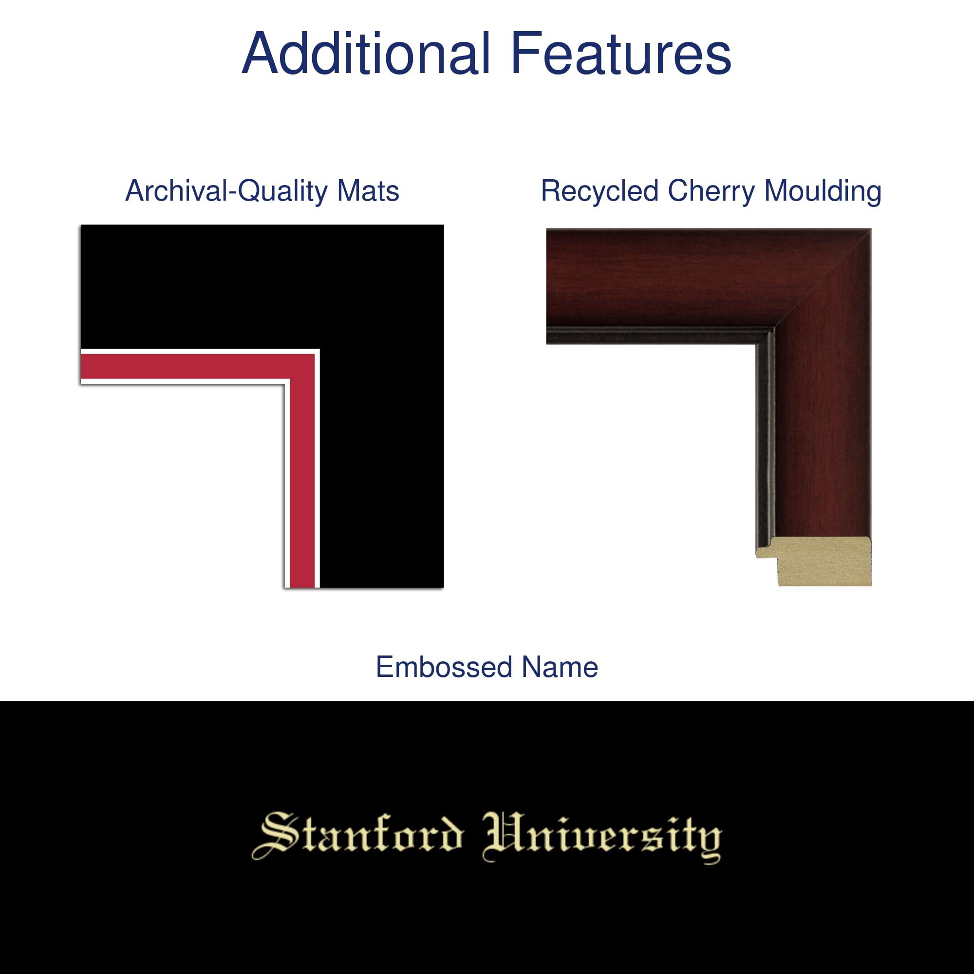 Framerly Framerly - Stanford University 11\" W X 8.5\" H Diploma Frame - Fits a Bachelor\'s, Master\'s and Phd - Gold Embossed Diploma Frame - Cherry Moulding with Black and Red Matting - Officially Licensed