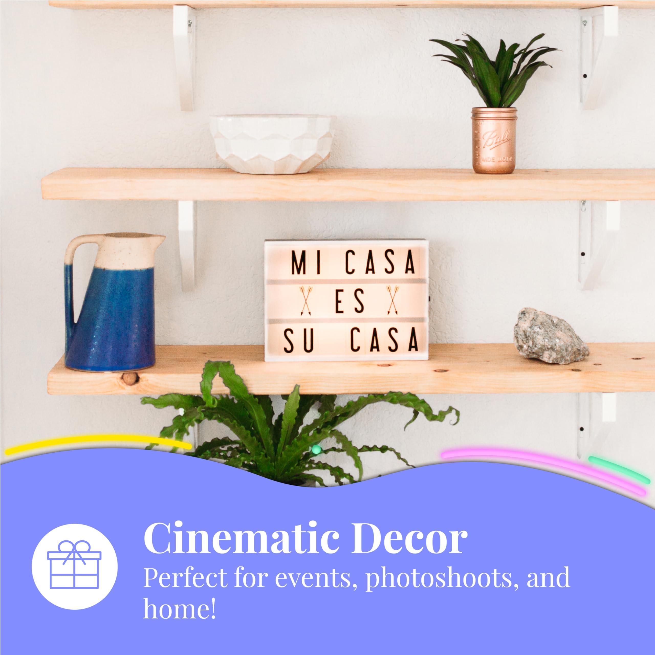 My Cinema Lightbox My Cinema Lightbox Cinema Light Box Letter Board - 12x9-Inch Light Up Signs with 100 Letters, Numbers, and Symbols - Neon Sign with White LED, RGB, and Color Freeze Mode for Home Decor