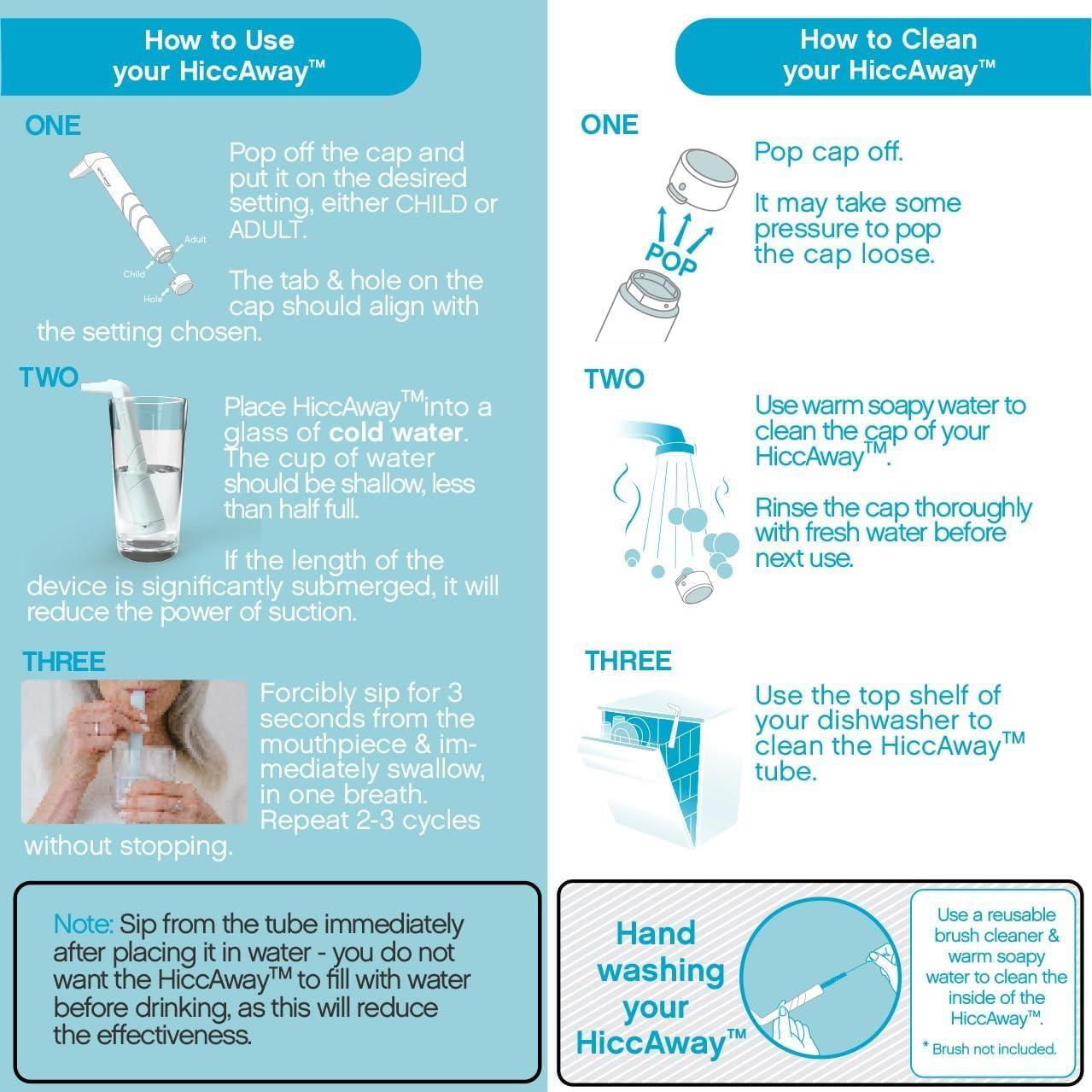 HICCAWAY HiccAway Hiccup Straw - Stops Hiccups Naturally & Fast - As Seen On Shark Tank - Clinically Proven Relief for All Ages, Children & Adults - Safe, Lightweight, & Reusable (HiccAway VERI PERI) 1 Pack