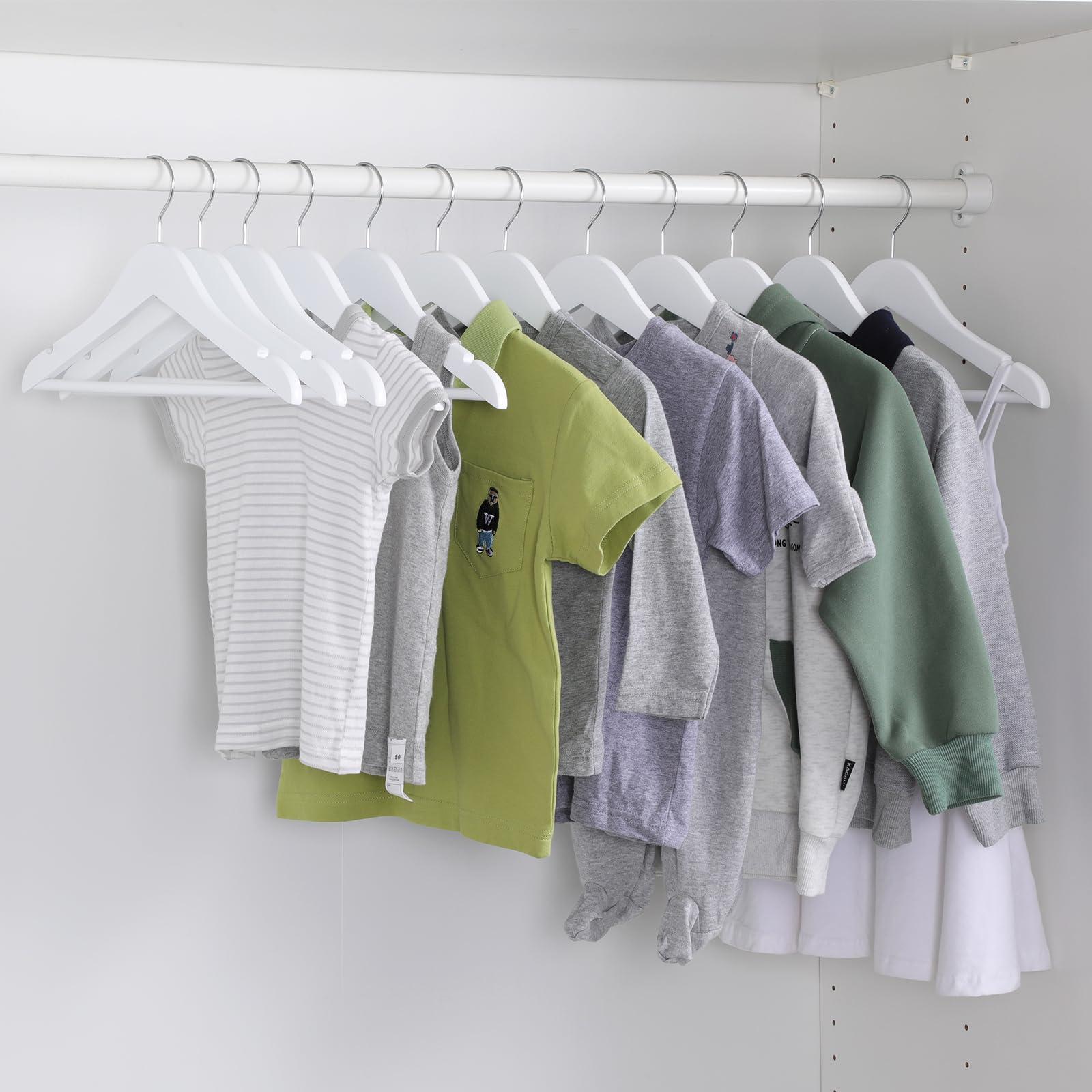 Edergoo Edergoo Kids Wooden Hangers 20 Pack, White Wooden Baby Hangers with Smooth Finish, Solid Wood Childrens Hangers for Clothes, Precisely-Cut Sleek Notches & Swivel Hook Baby Clothes Hangers for Closet