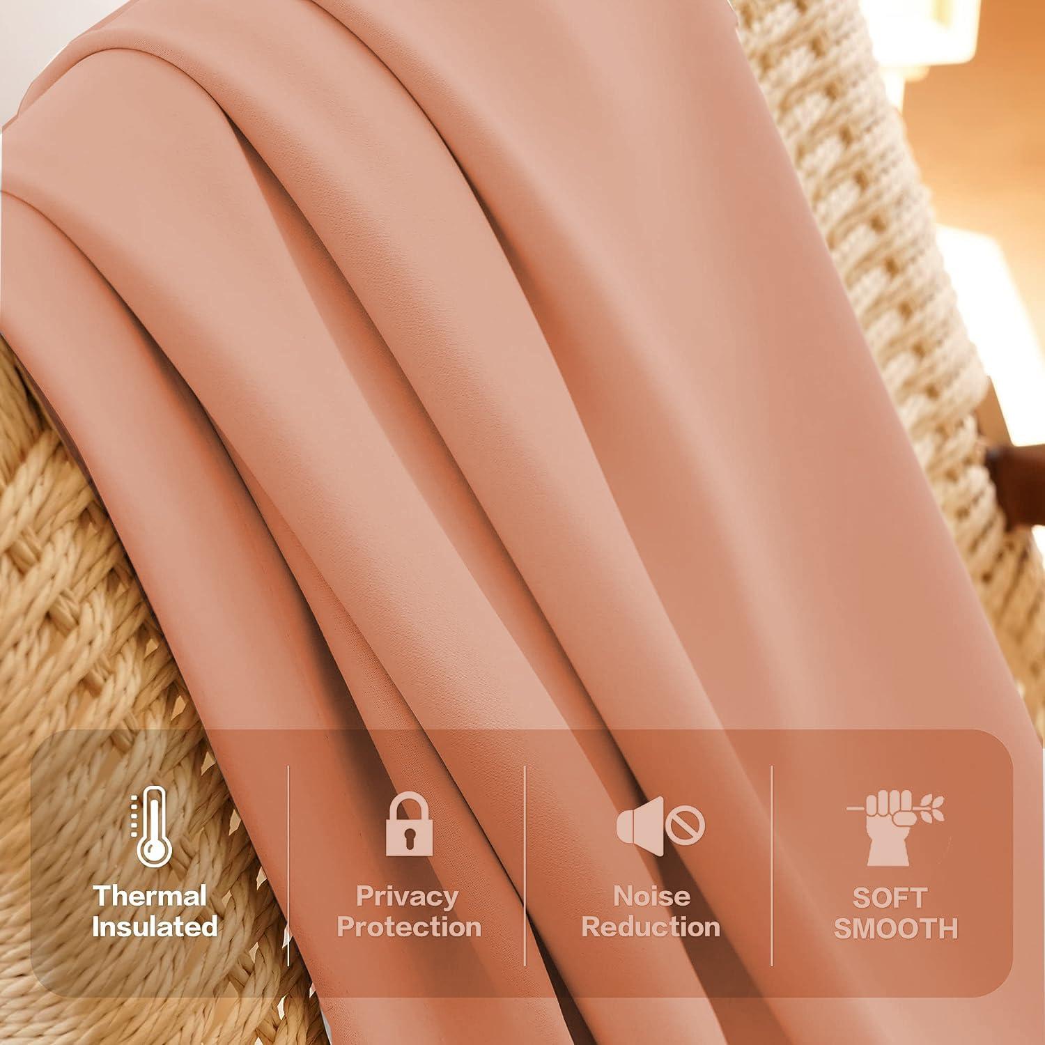 Homi Drapes Homi Drapes Double Pinch Pleated Blackout Curtains Thermal Insulated Room Darkening Drapes for Bedroom/Livingroom Along with 2 Panels Combined W(21"+21"),Tiebacks,Hooks (Peach, 42"x84")