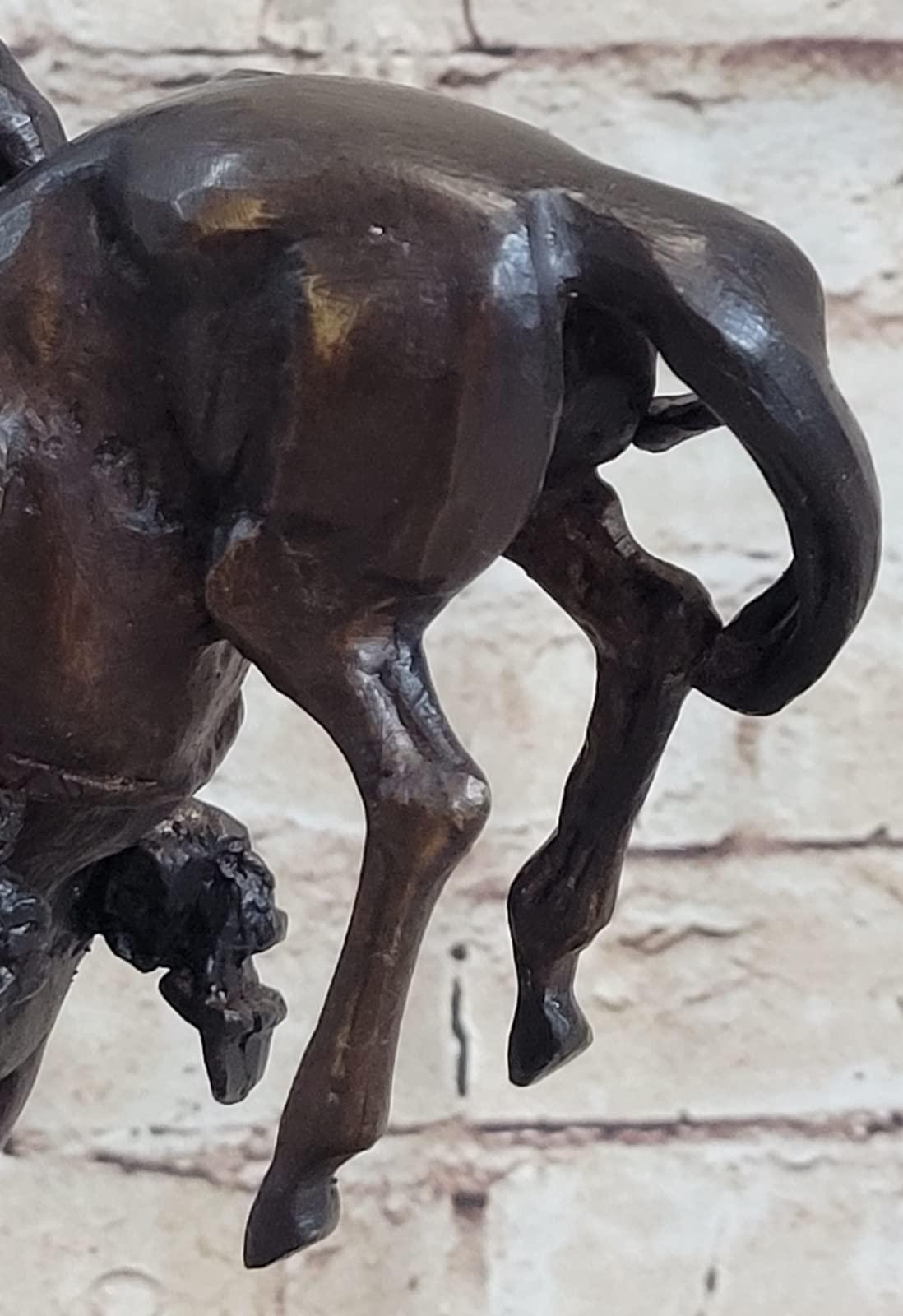 EUROPEAN BRONZE Frederic Remington Cowboy on Horse Rodeo Old West Western Art Bronze Sculpture Artwork Deal Gift by Think Bronze