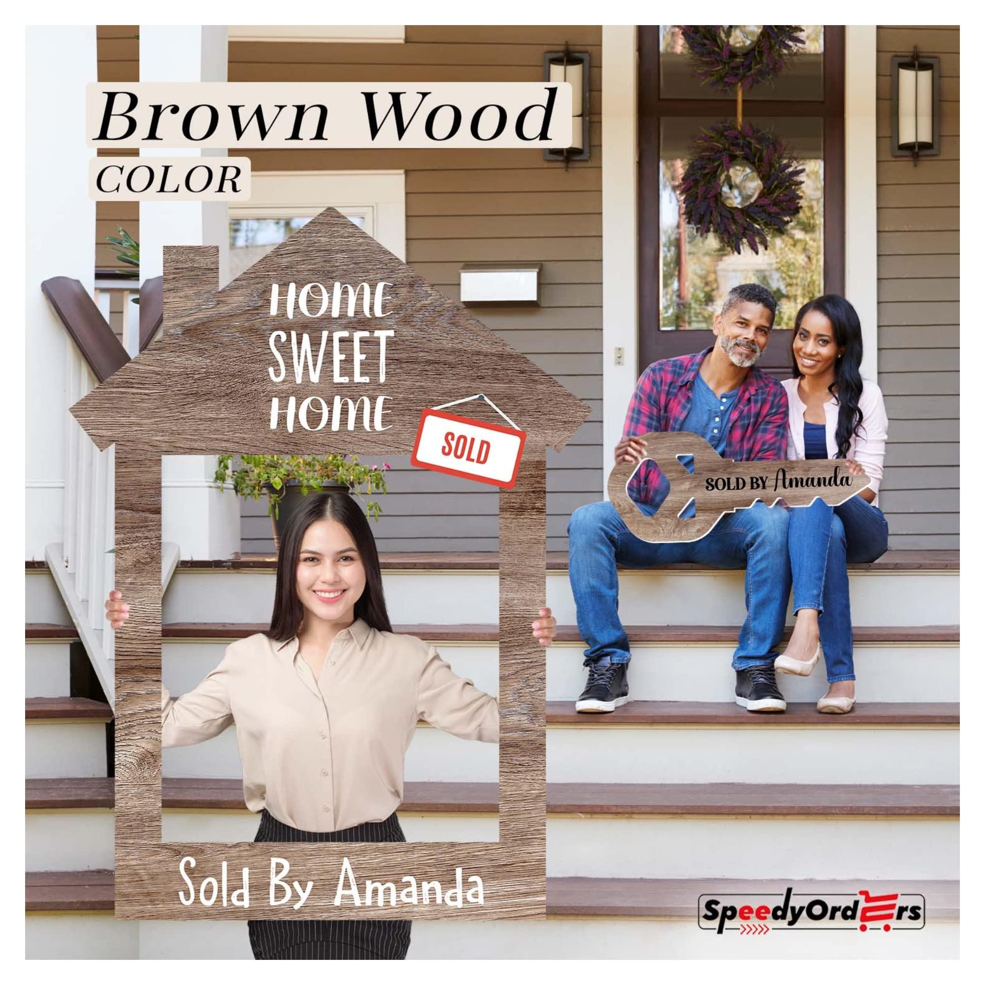 SPEEDYORDERS House Key Photo Prop Signs Real Estate Sign Home Owner Gift Realtor Custom Key Prop Home Decor Realtor Gifts Custom Sign Sold Sign Real Estate Gifts For Realtors - Bundle Bright Wood Key Size M