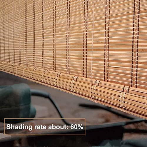 Suwooy Natural Bamboo Roller Blinds,60% Light Filtering Roll Up Shades,Retro Decorative Curtains,Indoor Outdoor Bamboo Blinds 45-150cm Wide,Roman Blinds,Breathable Sun Shades,WH-140x240cm/55x94in