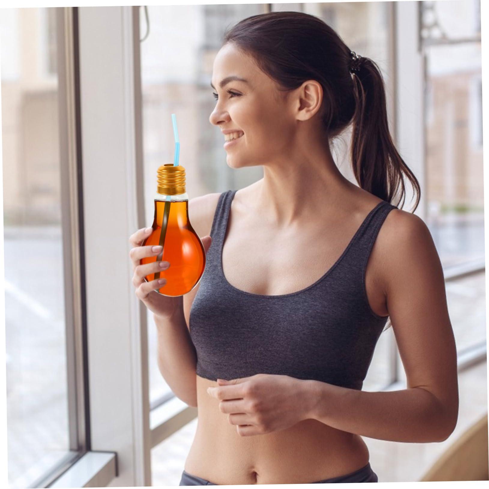 BRIGHTFUFU BRIGHTFUFU Light Bulb Drinking Bottles Light Bulb Drinking Glasses 400ml Light Bulb Drinking Bottle Glass Stylish Bulb Cup for Cocktails Beers Decorative Vase Random Style