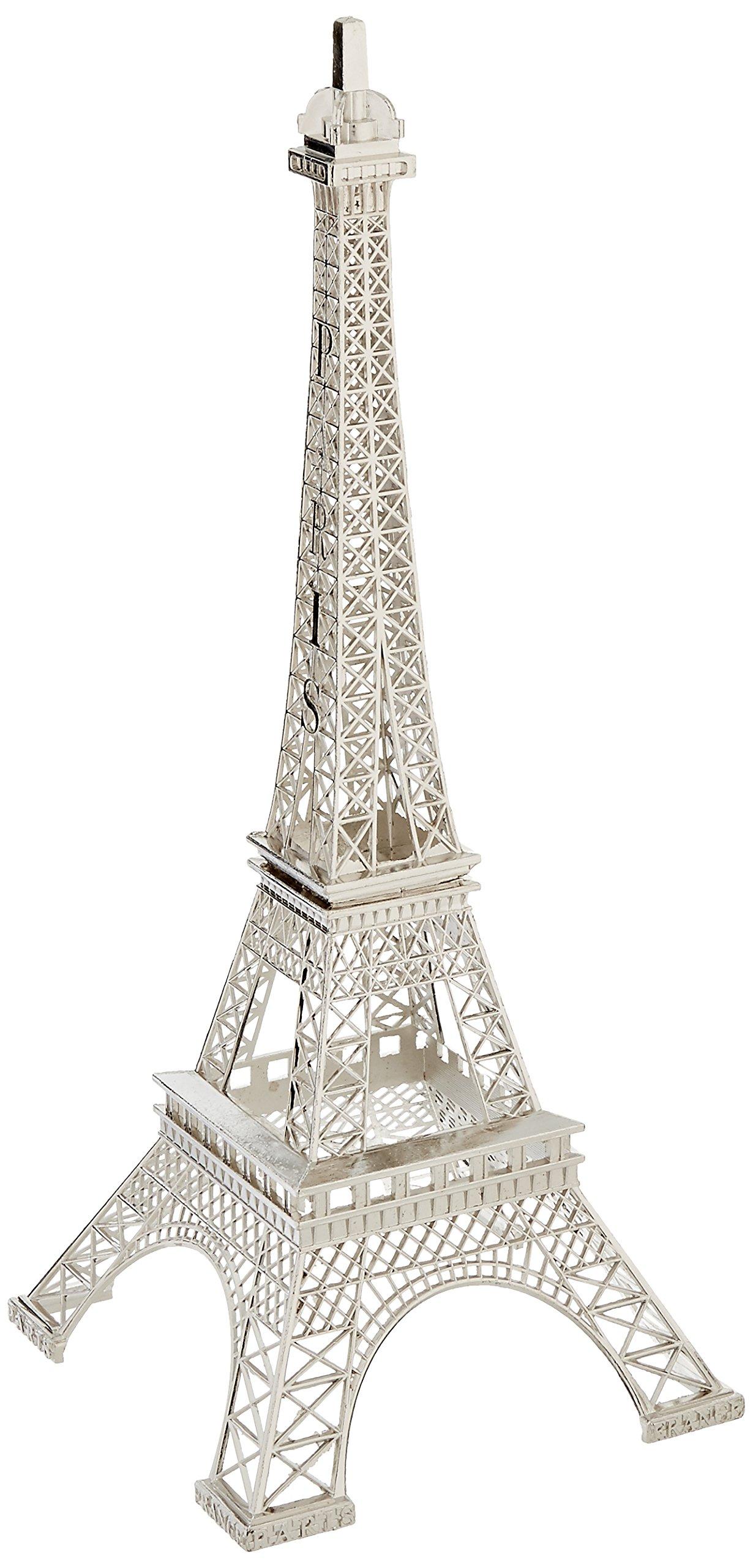 NST Eiffel Tower Paris France Silver Metal Tower Display Stand Party Favor (15" Tall by 6" Wide)