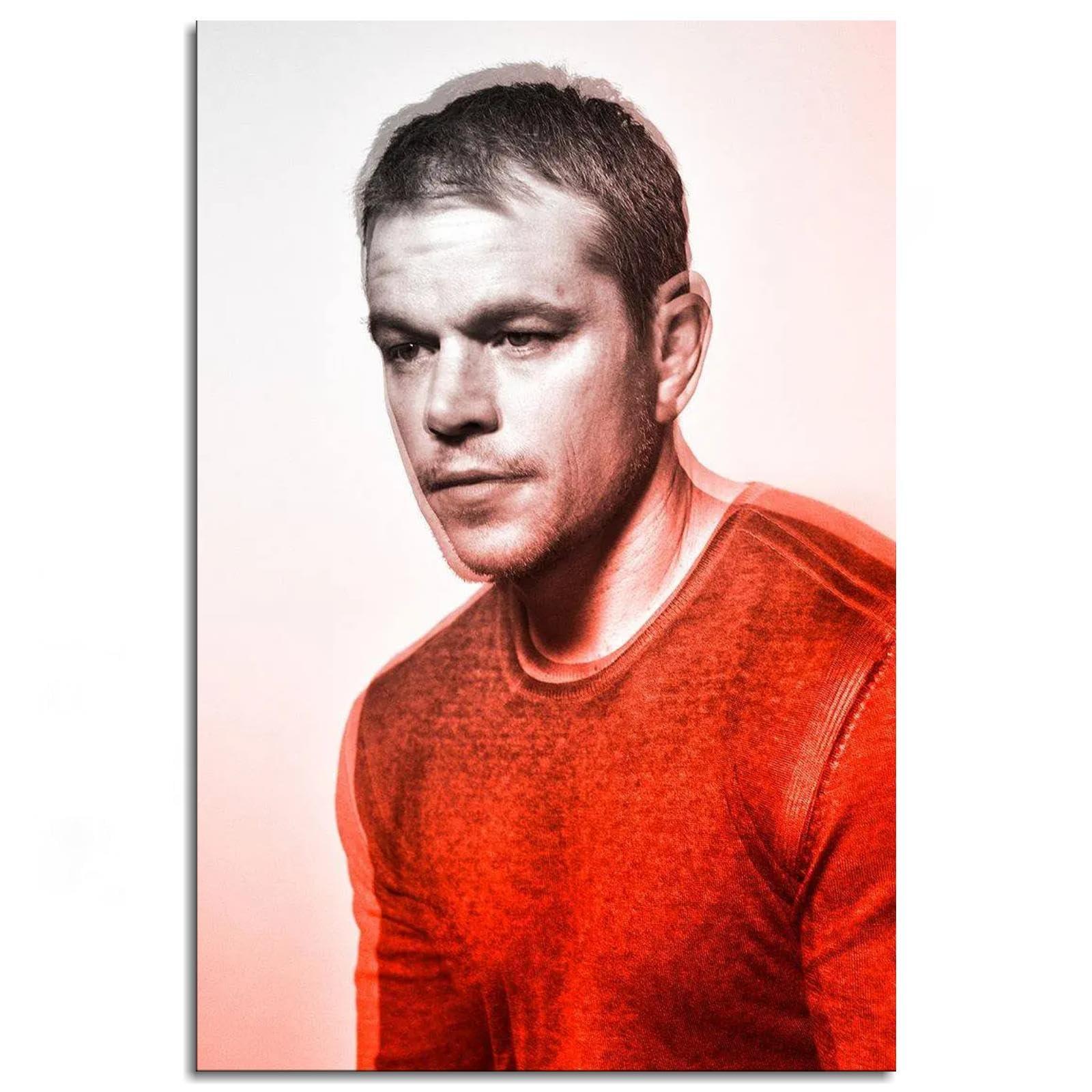 QFZMTVU QFZMTVU Matt Damon Poster Canvas Prints Room Aesthetic Poster Wall Art For Bedroom Gift Home Office Decorations Gift With Framed 12\"x8\"