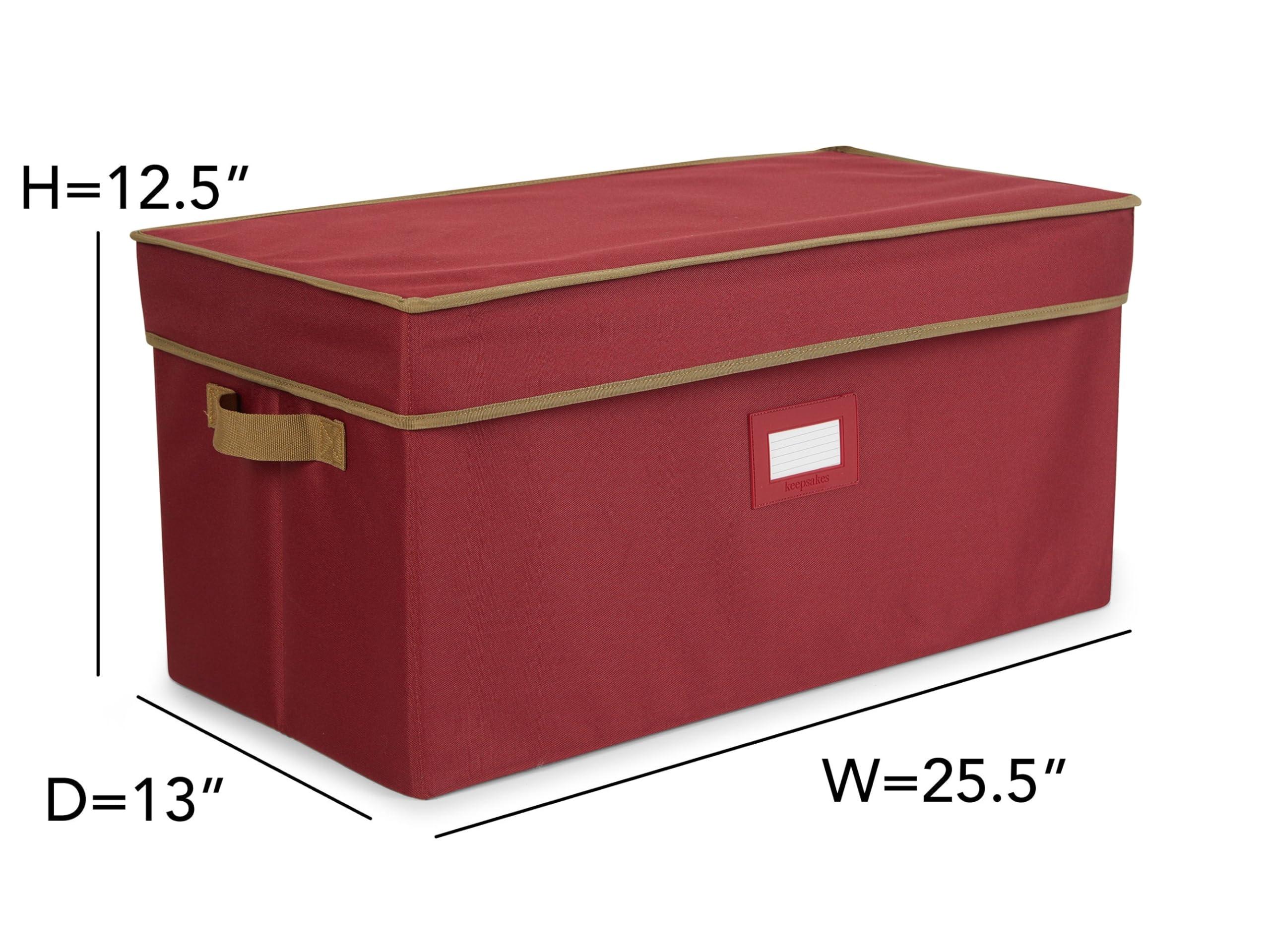 Covermates Covermates Keepsakes Adjustable Ornament Storage Box, Carrying Handles, Padded Protection - Holiday Storage-Red