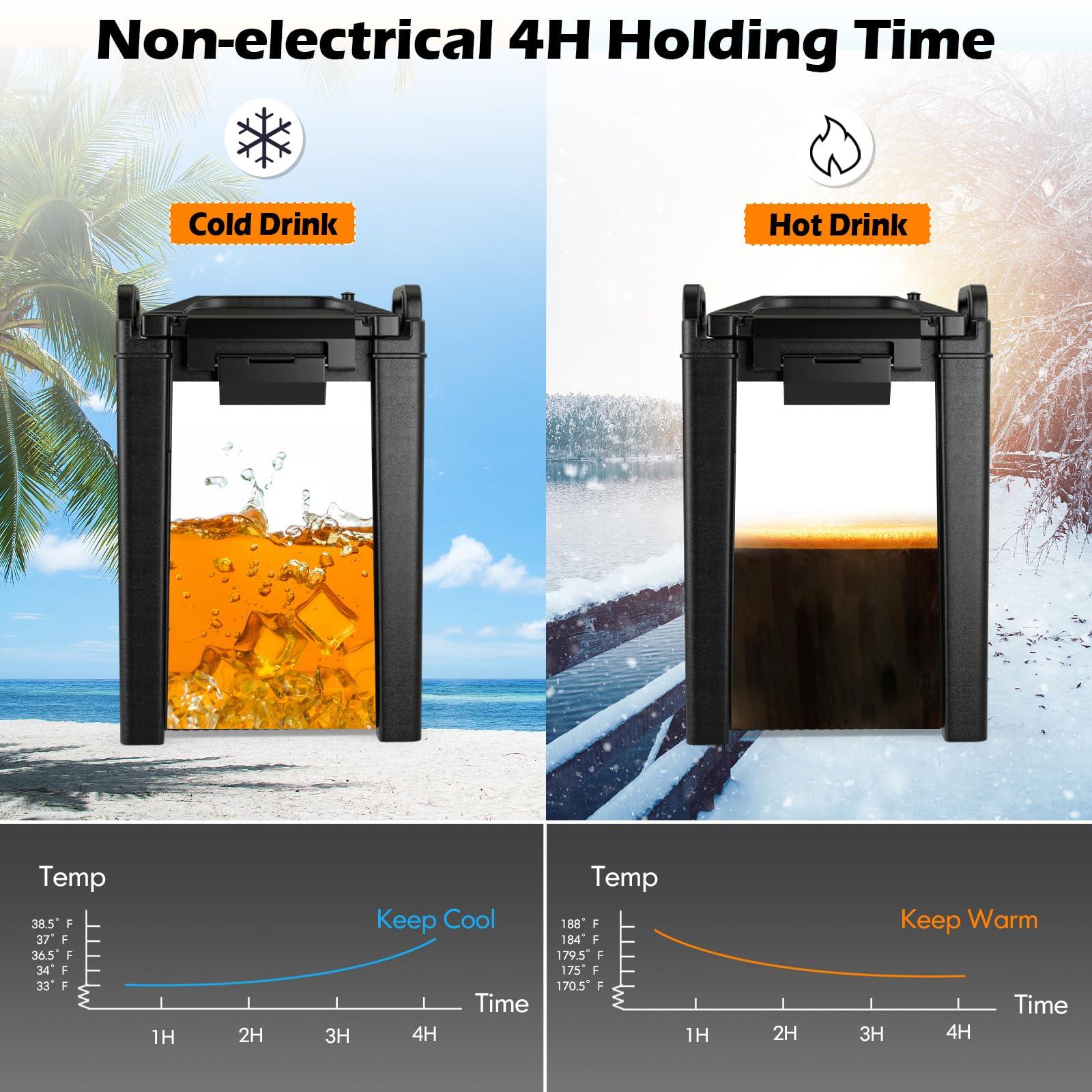 COSTWAY COSTWAY Insulated Beverage Dispenser, 5 Gallon Ice and Hot Drink Server with Handles for Catering, Food-grade LLDPE Material, Keep Hot Chocolate Coffee Tea Warm, Hot beverage Dispenser for Party