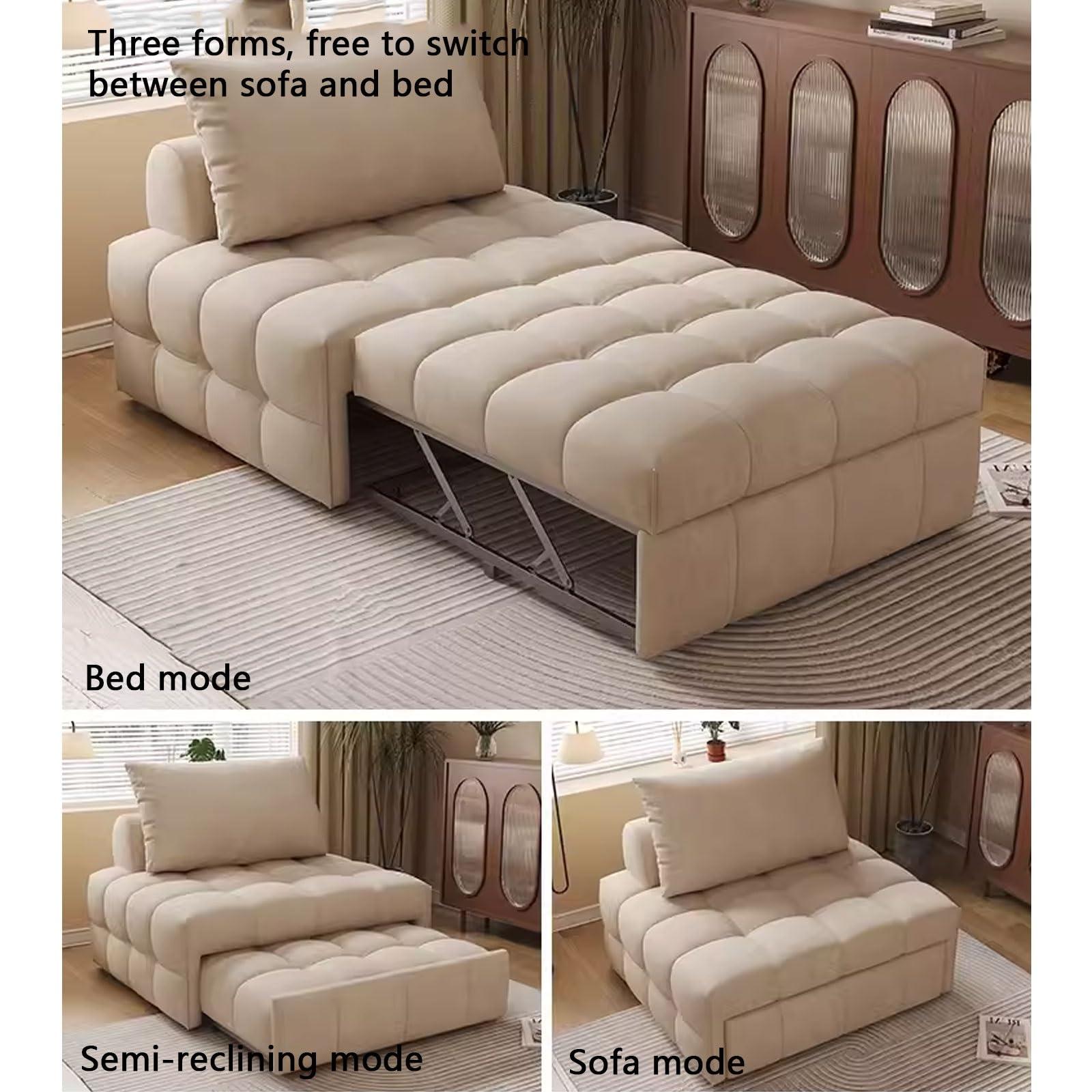 Sohodoo Sofa Bed for Living Room Convertible Sleeper Sofa with Pillow Dual Purpose Telescopic Folding Sofa Bed Recliner Couch Soft (Color : Blue, Size : 85cm)