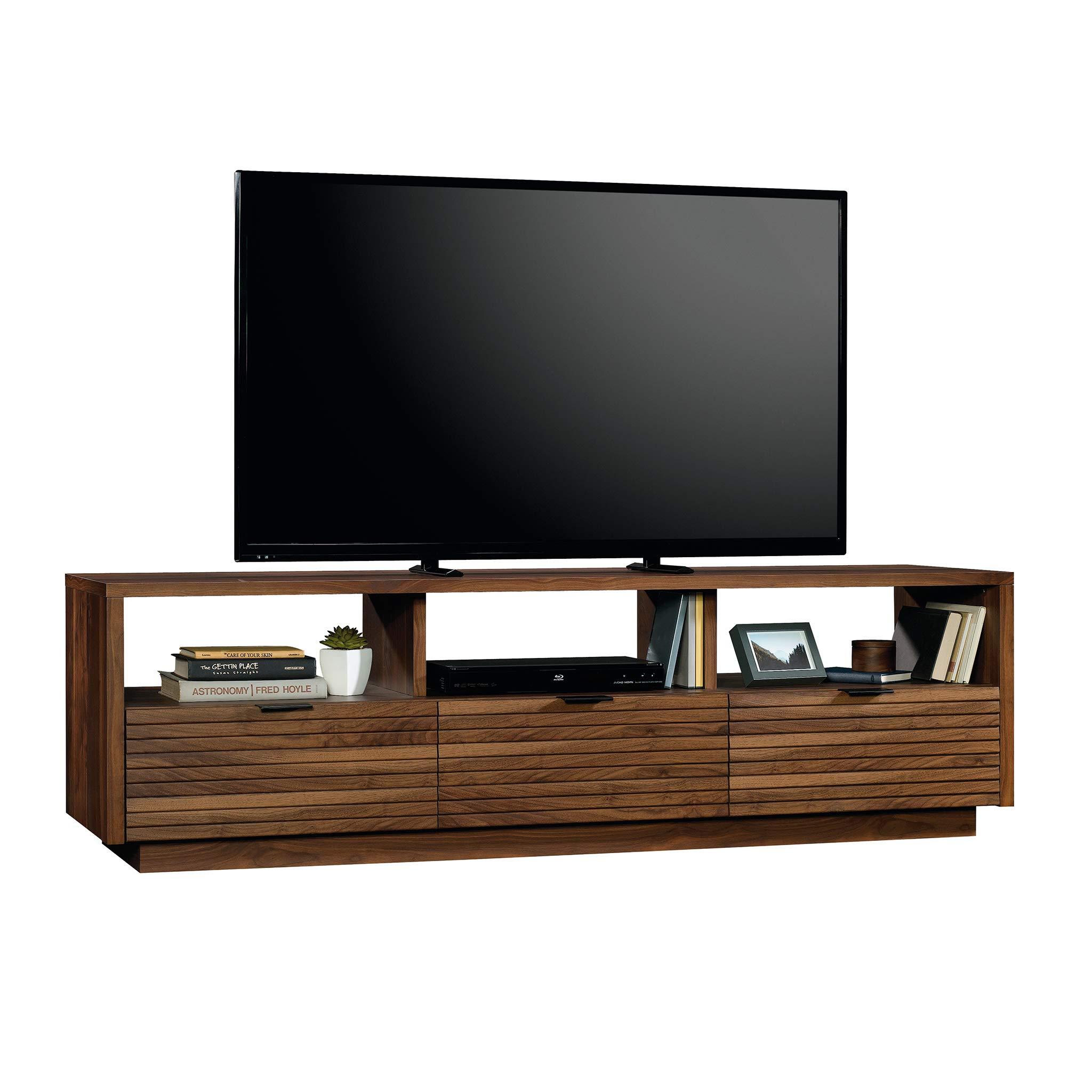 Sauder Sauder Harvey Park Modern Stand Media Console Credenza with Drawers and Storage Shelves, for TVs up to 70\", Grand Walnut
