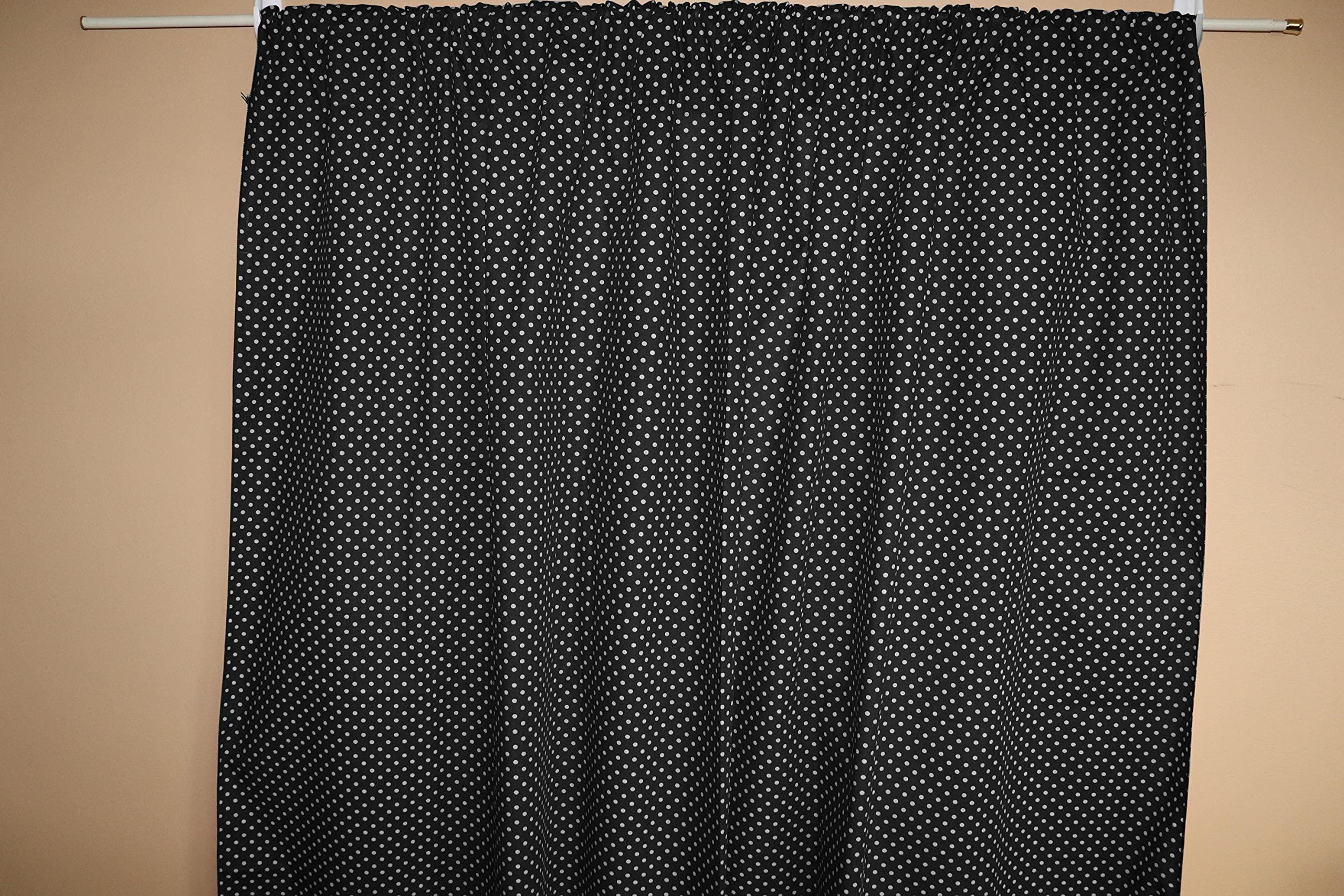 lovemyfabric lovemyfabric Mini Polka Dots Decorative Cotton Curtain Window Panel Home Window Decoration Kitchen Bedroom Living Room Classroom Window Curtain 58" Wide (120" Tall, White on Black)