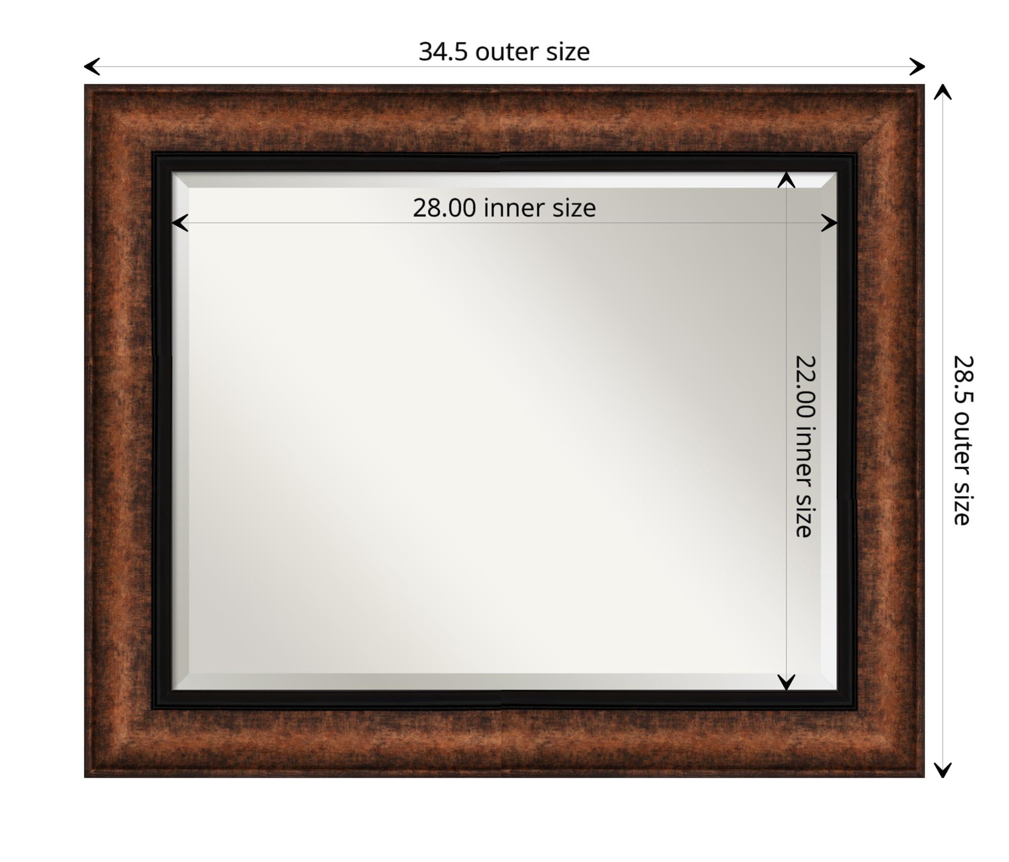 Amanti Art Amanti Art Bronze Bathroom Mirror for Over Sink, 29x35 Vogue Bronze Rectangle Vanity Mirror, Large Traditional Frame, Hangs Horizonally and Vertically, Bathroom Wall Decor, Beveled Edge