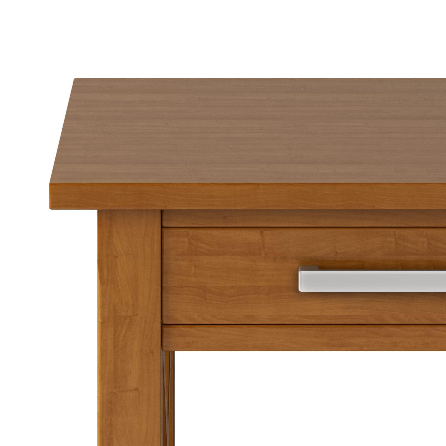 SIMPLIHOME SIMPLIHOME Kitchener SOLID WOOD 21 inch wide Square Contemporary End Side Table in Light Golden Brown with Storage, 1 Drawer and 1 Shelf, for the Living Room and Bedroom