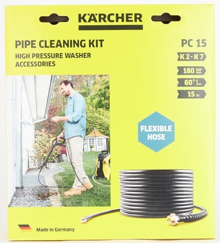 Karcher Krcher 26377670 15 m Pipe and Drain Cleaning Kit for K2 - K7 Series Domestic Pressure Washers, Black, Yellow