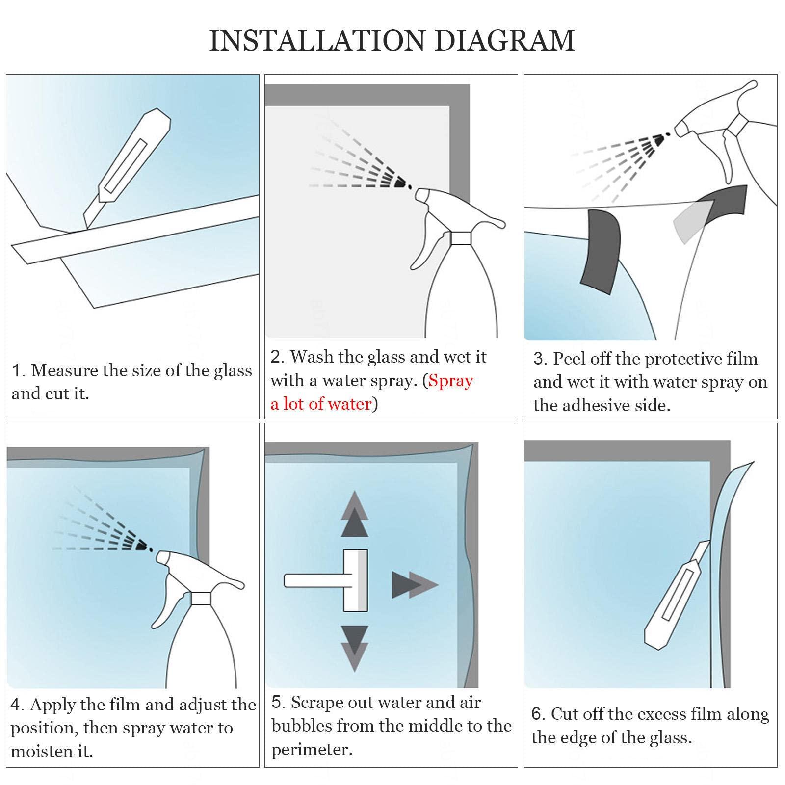 Widppsopt One Way Mirror Window Film, Reflective Window Film, Daytime Privacy Mirror Film, Window Tint, Heat Control Sun Protection Window Film for Home Office,WxH-130x300cm(51 * 118in)