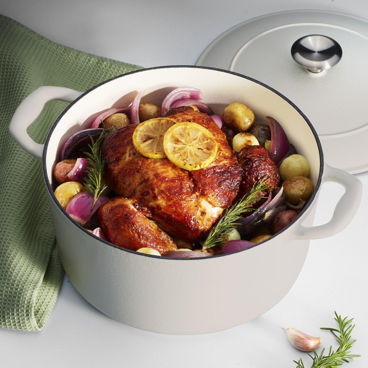 Tramontina Tramontina Enameled Cast Iron Dutch Oven Pot with Lid, Round 5.5-quart, Matte White