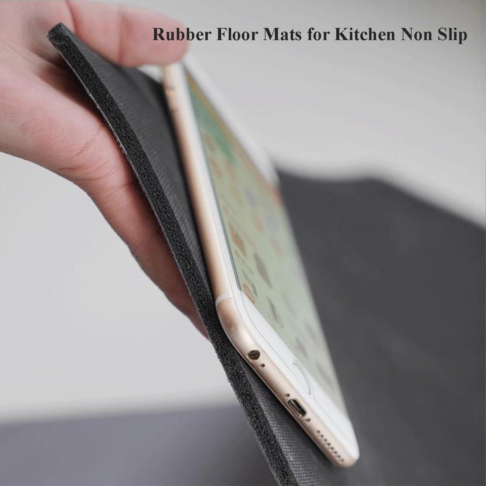 WIRMEC Padded Kitchen Floor Mats Large, Kitchen Carpets and Rugs Non-Slip Washable, Rubber Kitchen Mats for Floor Waterproof, Long Kitchen Padded Floor Mats for Standing, Comfort Mat for Kitchen, Entryway (