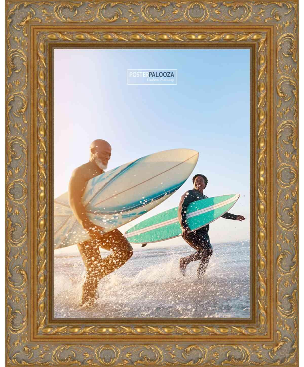 Poster Palooza Poster Palooza 30x20 Frame Gold Ornate Antique Solid Wood Picture Frame | 2 Inch Moulding Width | with UV Acrylic Plexiglass, Foam Board Backing & Hanging Hardware Included