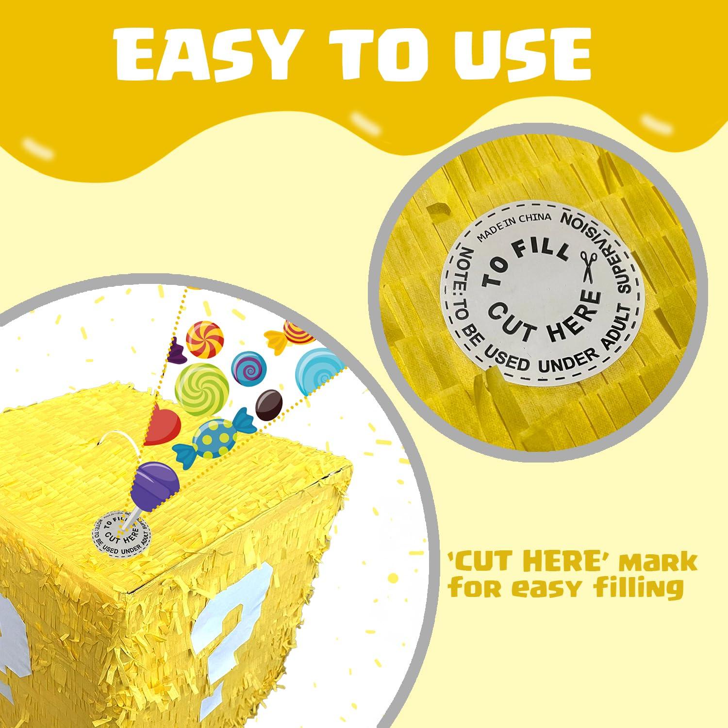 NINOSTAR NINOSTAR Super Gamer 13.3 Pinata Storage Glowing Box Perfect for Birthdays, Parties, Gaming - Piata Large, Yellow, White, MR700