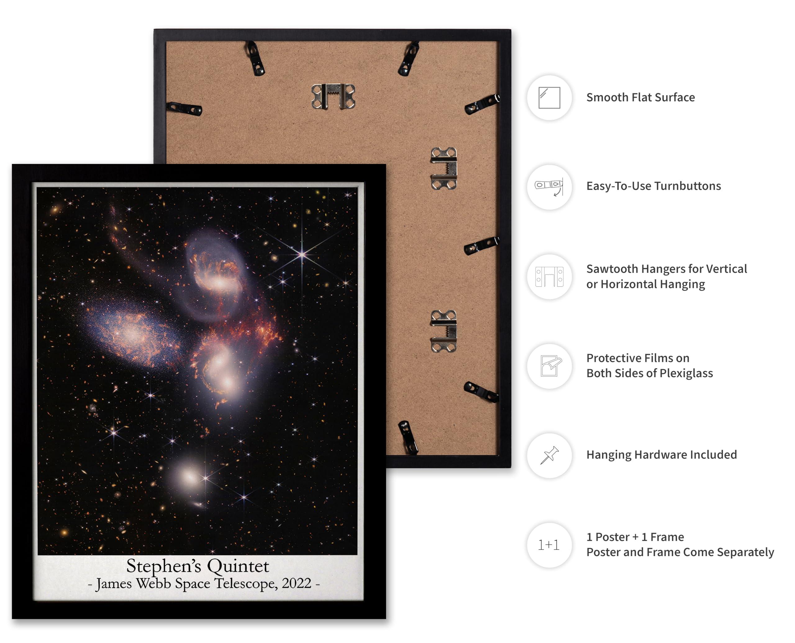 Poster Master Poster Master Stephen\'s Quintet Poster - James Webb Space Telescope Print - Space & NASA Art - Gift for Astronomers, Outer Space Enthusiasts - Decor for Home, Office, Bedroom, 11x14 Black Framed