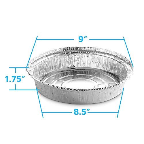 MontoPack MontoPack 9” Round Aluminum Foil Pans | Disposable Containers with Straight Walls for Storing, Serving, Baking & Reheating | Freezer and Oven Safe, Recyclable, USA-Made | 50-Pack of Tins for Meal Prep