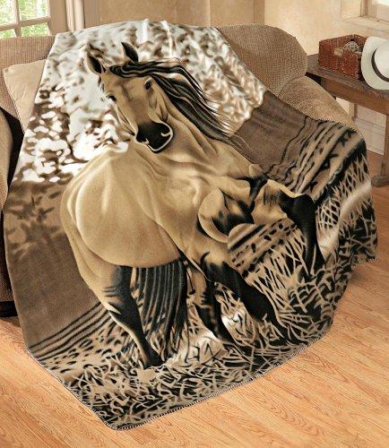 Nani?Wear Western Horse Soft Fleece Throw Blanket, 63"x73"