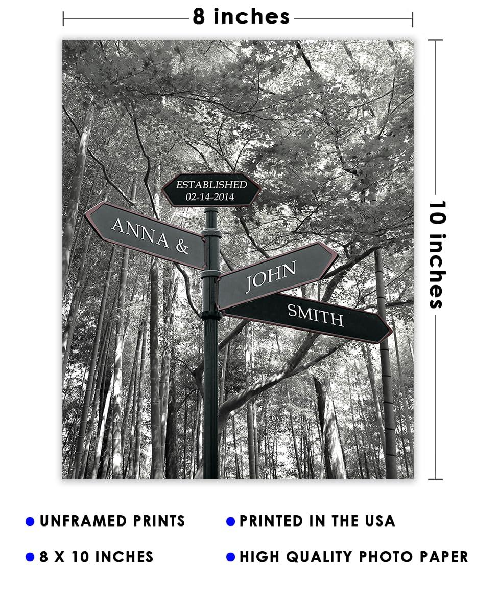 Buzz Unplugged Unique Personalized Street Signs with Names & Special Date On Print or Canvas Wall Art: Personalized Gifts for Couples Create Unforgettable Moments - Makes a Perfect Anniversary Gifts For A Couple