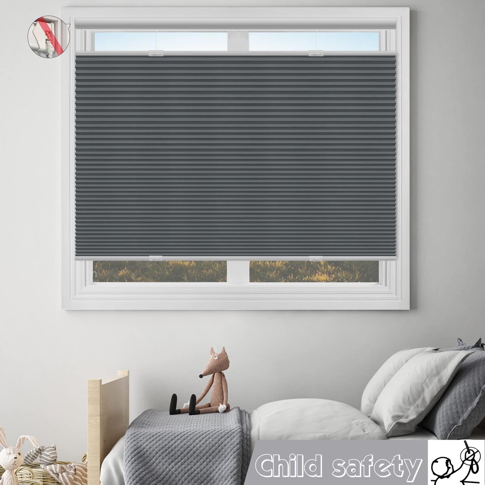 Keego Keego Top Down Bottom Up Window Blinds Cordless Blackout Blinds for Windows-Custom Cut to Size Noise Cancelling Window Blinds & Shades for Home Kitchen Bedroom Office (Navy, 24" W x 56" H)