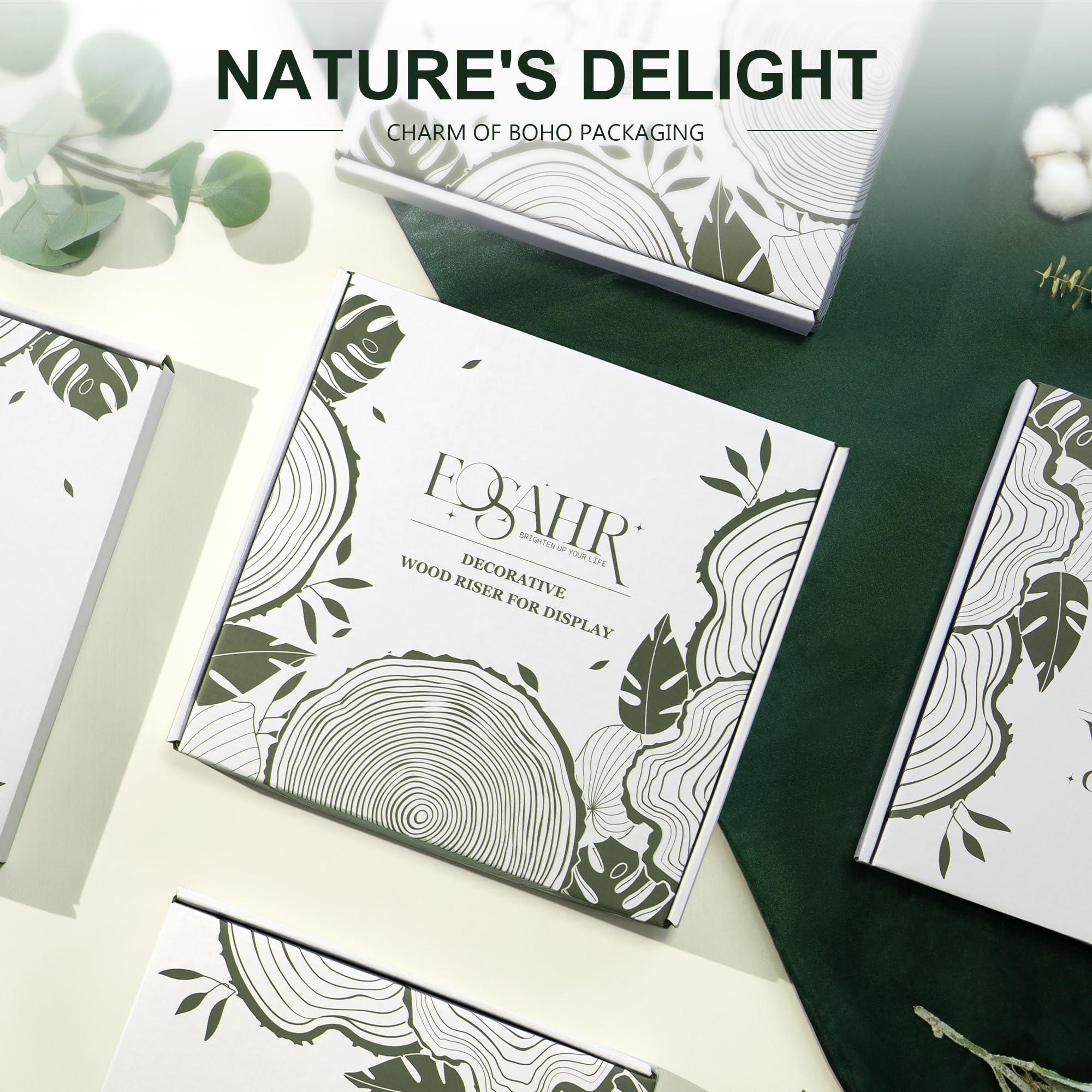 EOSAHR EOSAHR Decorative Wooden Riser for Home Decor : Farmhouse Display Stand for Kitchen Counter, Bathroom Sink and Home Decor - Rustic Round Waterproof Pedestal Tray for Soap, Plant Holder (White)