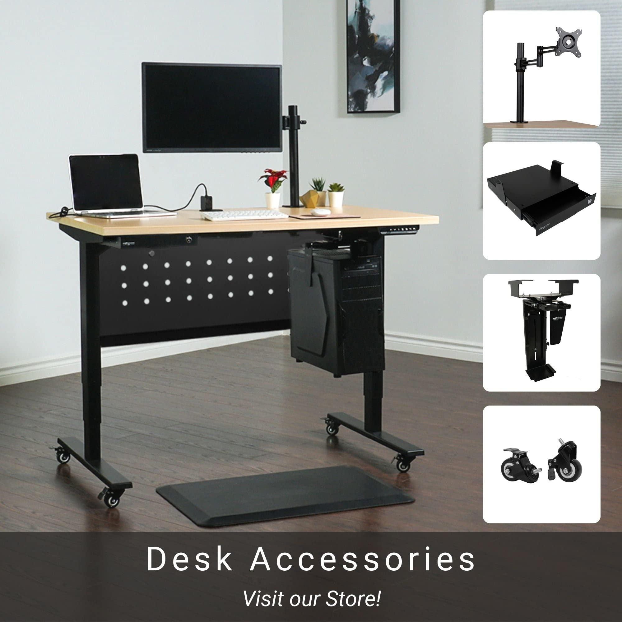 Progressive Desk Progressive Desk Stand Up Height Adjustable Electric Standing Desk - 48" x 30" with Dual Motor, 3 Stages Table with Magnetic Snake - Roasted Walnut, Black Frame