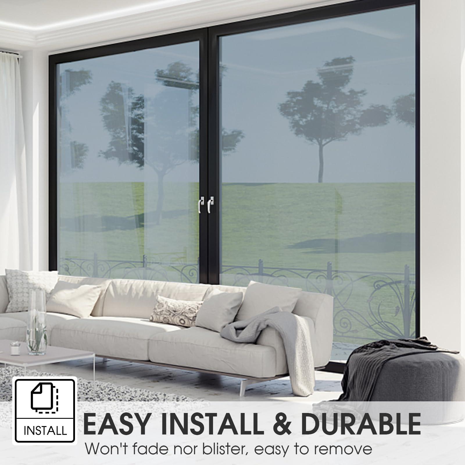 ColorfulHall ColorfulHall Window Film Heat Blocking 95% Window Privacy Film See Out not in Window Tint for Home, One Way Reflective Cling for Door Window Home Office(Silver 35.4X78.7 inch)