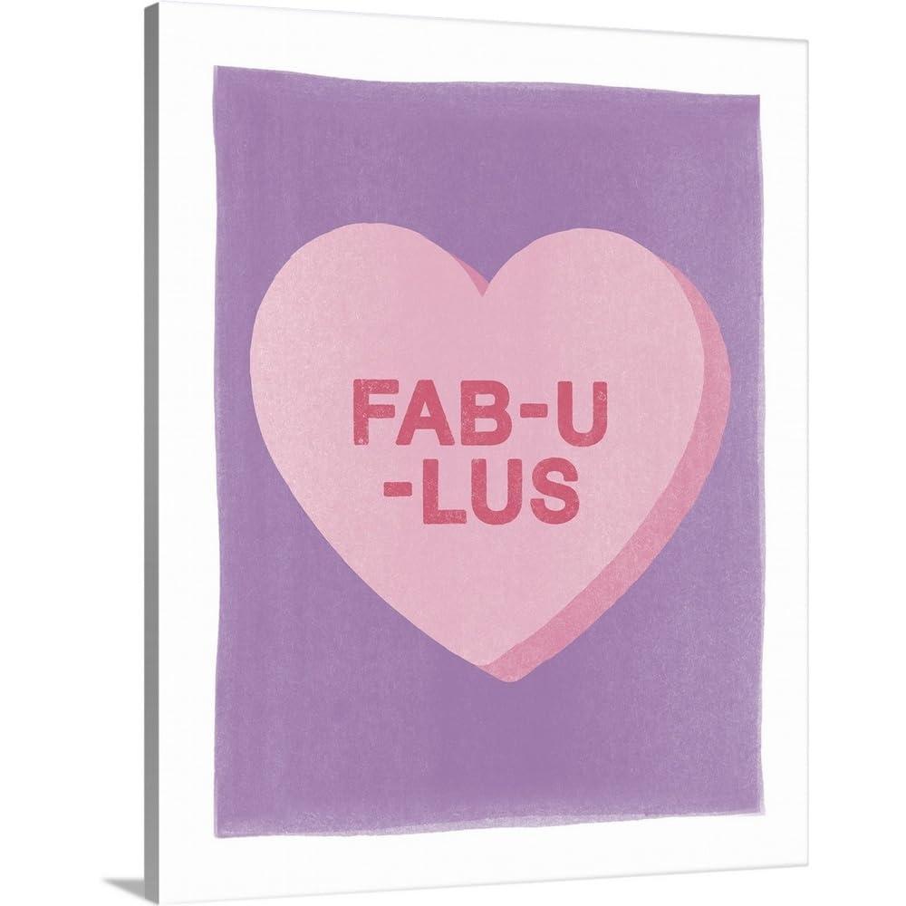 CANVAS ON DEMAND CANVAS ON DEMAND Valentine - Fab-U-Lus Canvas Wall Art Print by Inner Circle, Typography, Home Decor, Quote, Quotation Artwork, 36\"x45\"