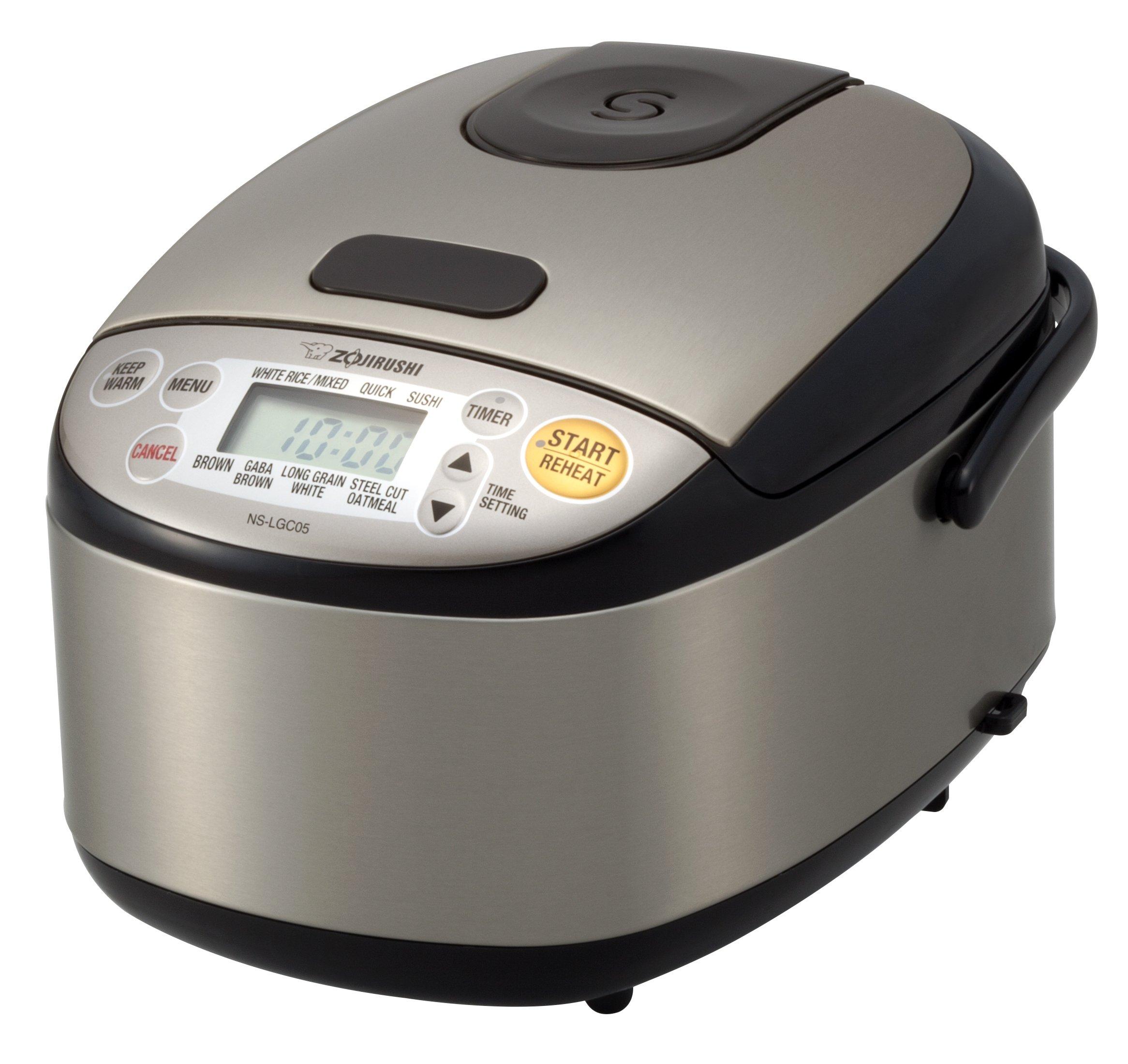 Zojirushi Zojirushi NP-NWC10XB 5.5-Cup Pressure Induction Heating Rice Cooker and Warmer (Stainless Black) & NS-LGC05XB Micom Rice Cooker & Warmer, 3-Cups (uncooked), Stainless Black