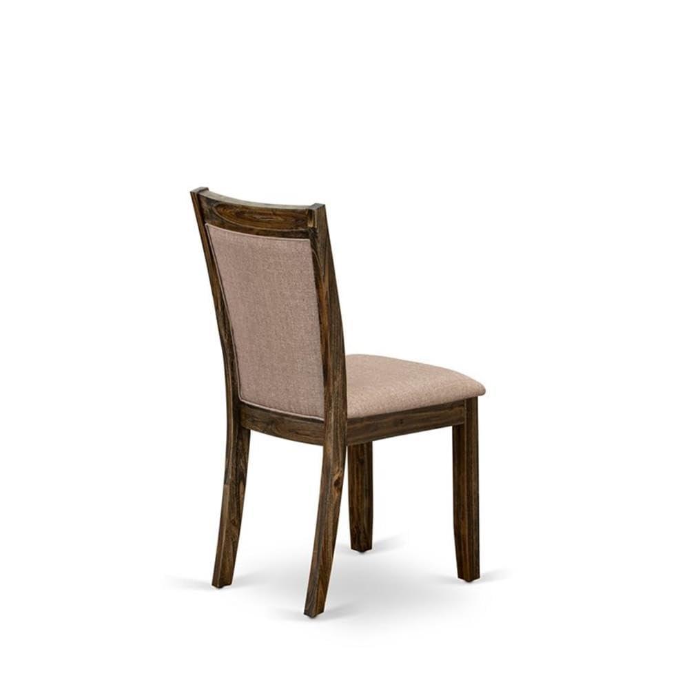 East West Furniture East West Furniture MZC7T16 Monza Parson Dining Chairs - Dark Khaki Linen Fabric Padded Chairs, Set of 2, Distressed Jacobean