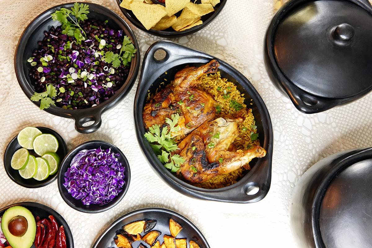 Toque Blanche Toque Blanche Authentic Chamba Black Clay Casserole Pot Gift for Men & Women Rustic Cooking Dish with Handles & Lid, Ideal for Soups, Stews, Curry, Indian & Asian Dishes, 4.5-Quart Small Pot