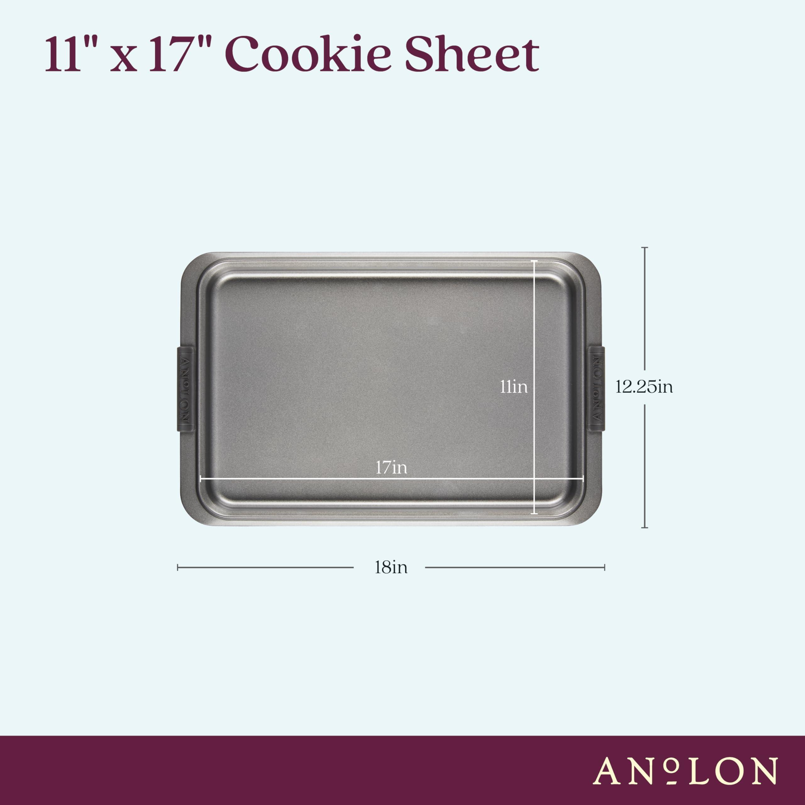 Anolon Anolon Advanced Nonstick Bakeware with Grips, Nonstick Cookie Sheet / Baking Sheet - 11 Inch x 17 Inch, Gray