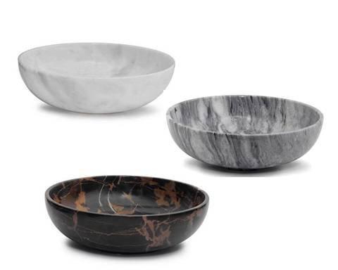Khan Imports Khan Imports Large Gray Marble Fruit Bowl, Decorative Grey Stone Bowl Centerpiece - 12 Inch