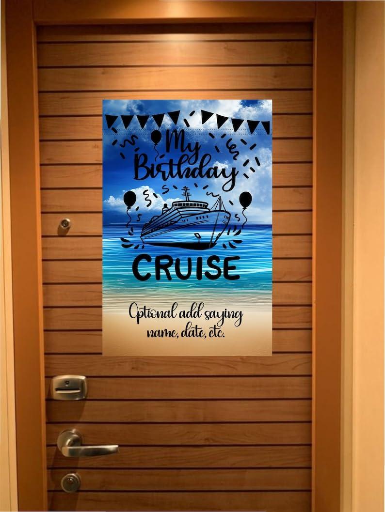 Krista Custom Creations Personalized Custom Magnetic Cruise Door Sign Banner, Large Ship Door Decoration for Stateroom, Vacation, Birthday, Anniversary, Holiday, Flag Magnet, several sayings available