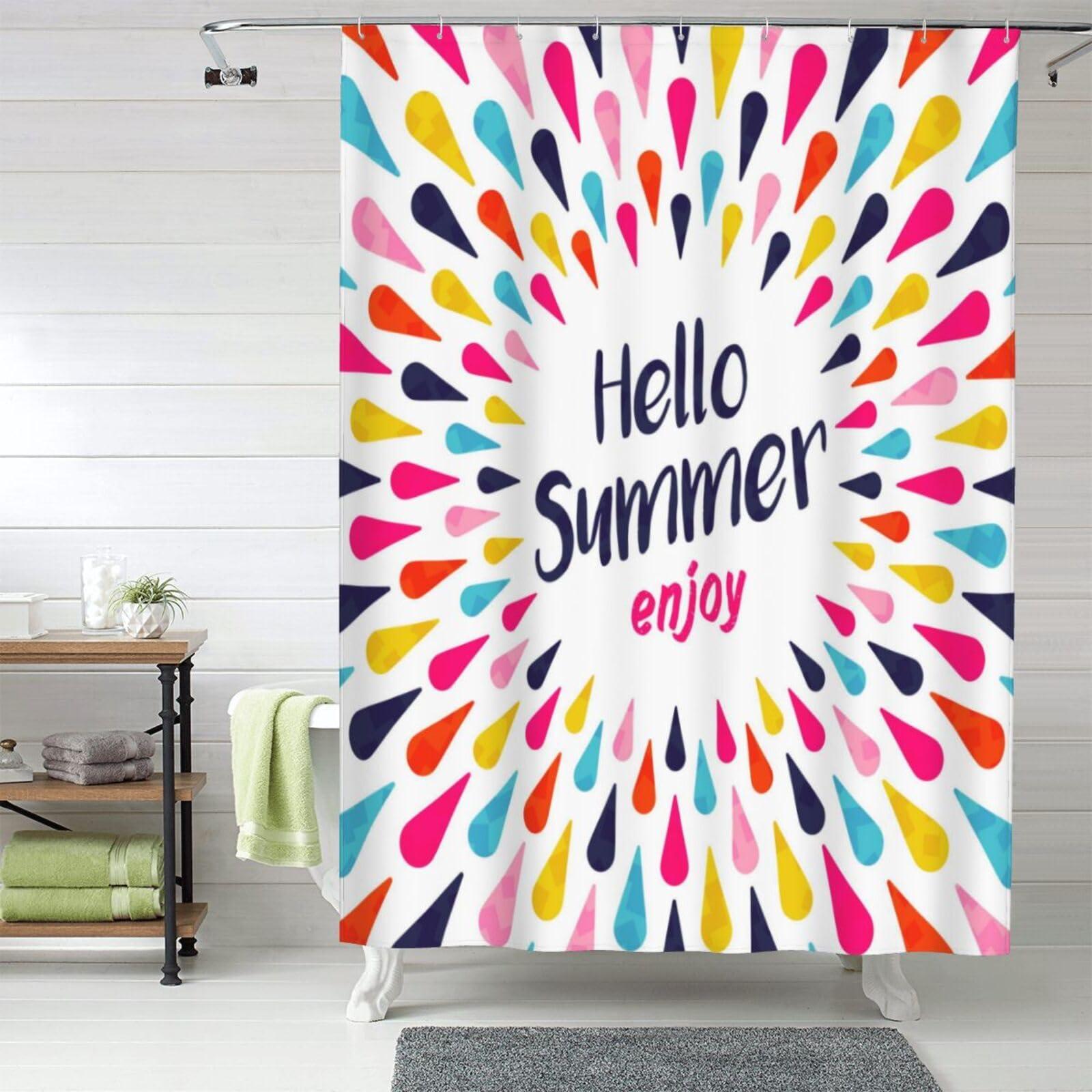 UIANG UIANG Animal,Shower Curtain with Hooks Fabric Set,Cartoon Ducks Swimming,Hotel Farmhouse Style Machine Washable,Yellow Green,60x72in