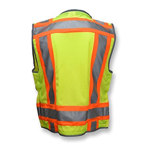 Radians Radians SV55 Class 2 Heavy Woven Two Tone Engineer Vest with Padded Neck to Support Extra Weight in Cargo Pockets, Green, X-Large