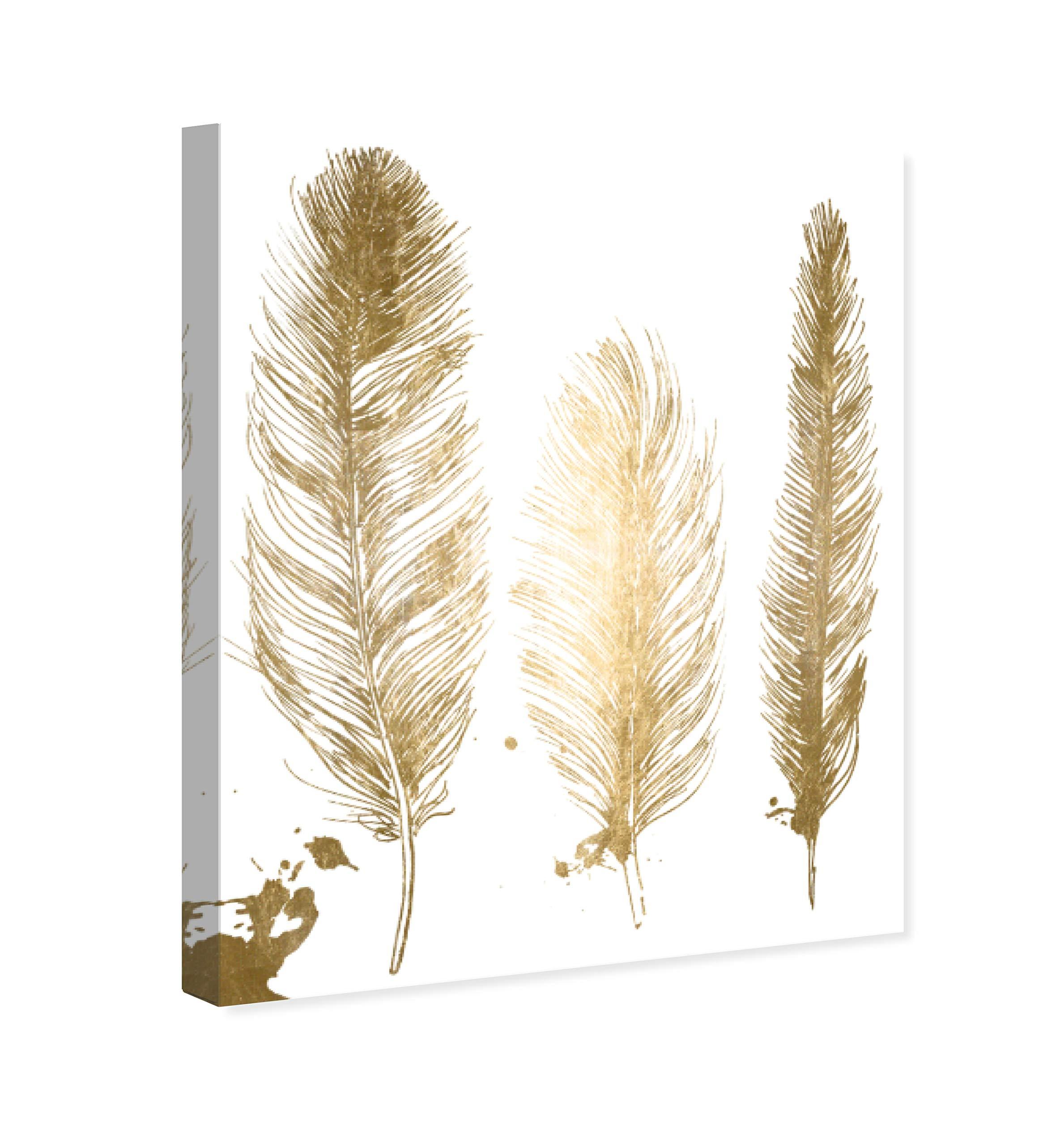 The Oliver Gal Artist Co. The Oliver Gal Artist Co. Fashion and Glam Wall Art Canvas Prints Feathers Foil\' Home Dcor, 16\" x 24\", Gold, White